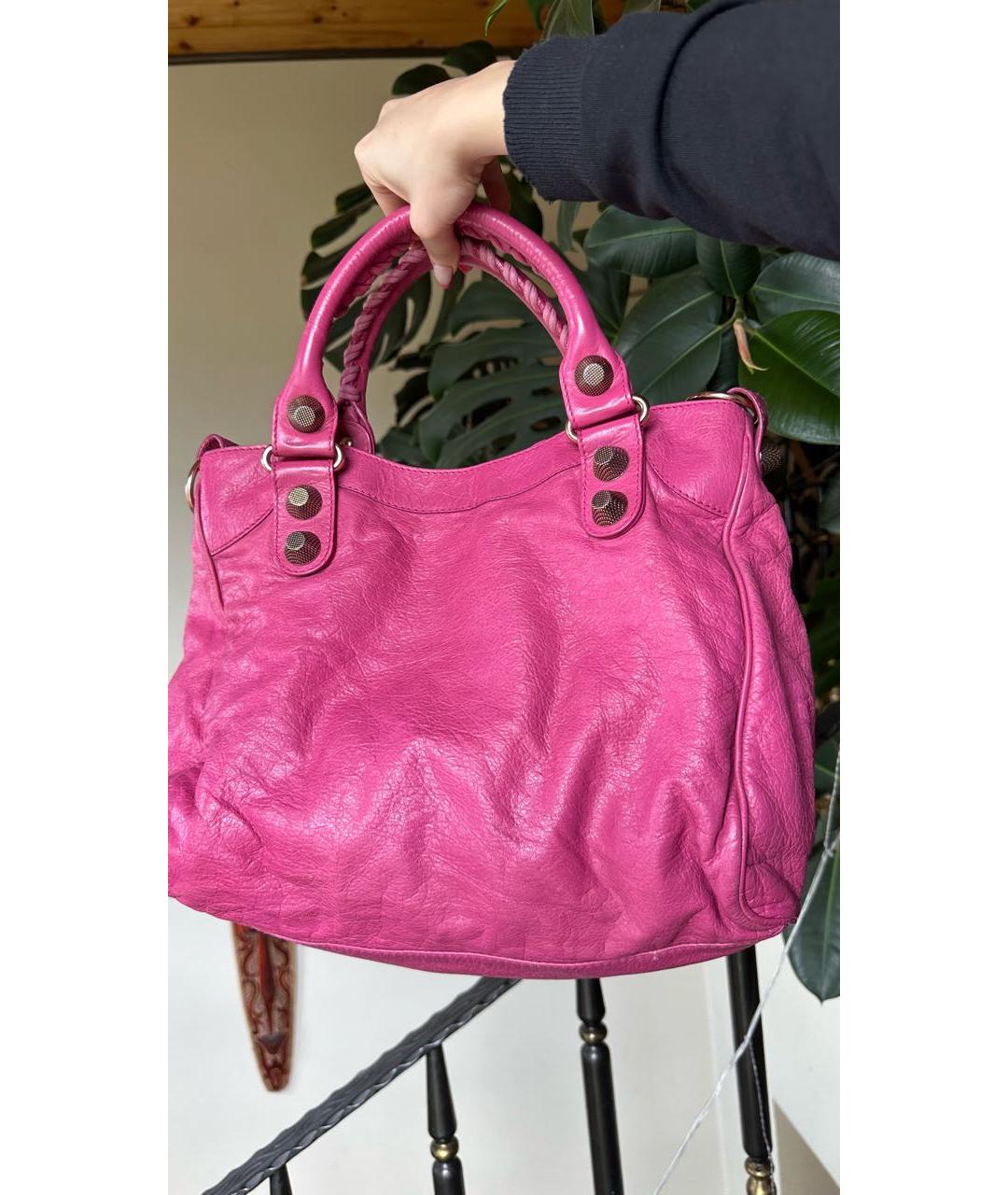 BALENCIAGA Розовая кожаная сумка тоут, фото 6
