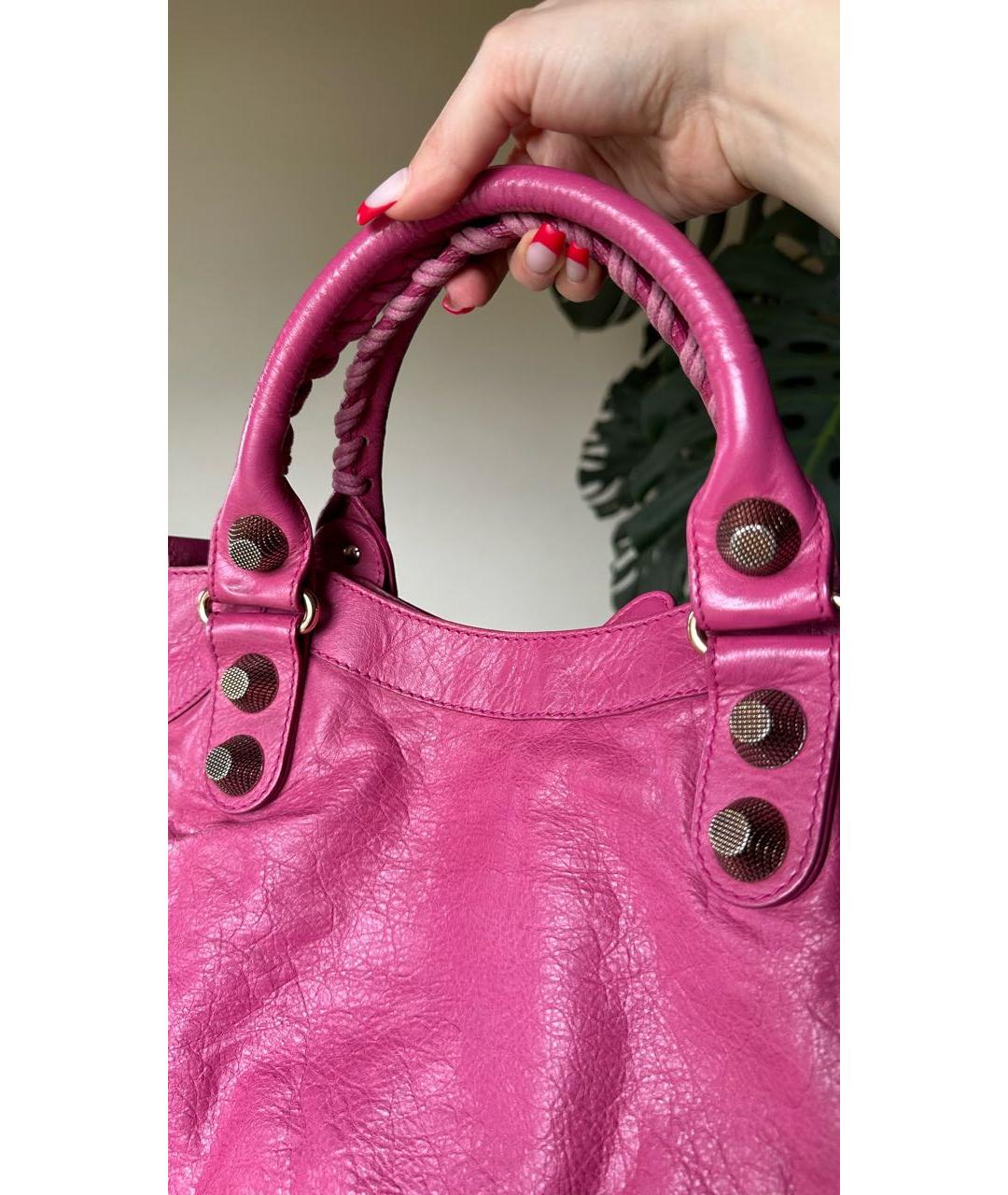 BALENCIAGA Розовая кожаная сумка тоут, фото 5
