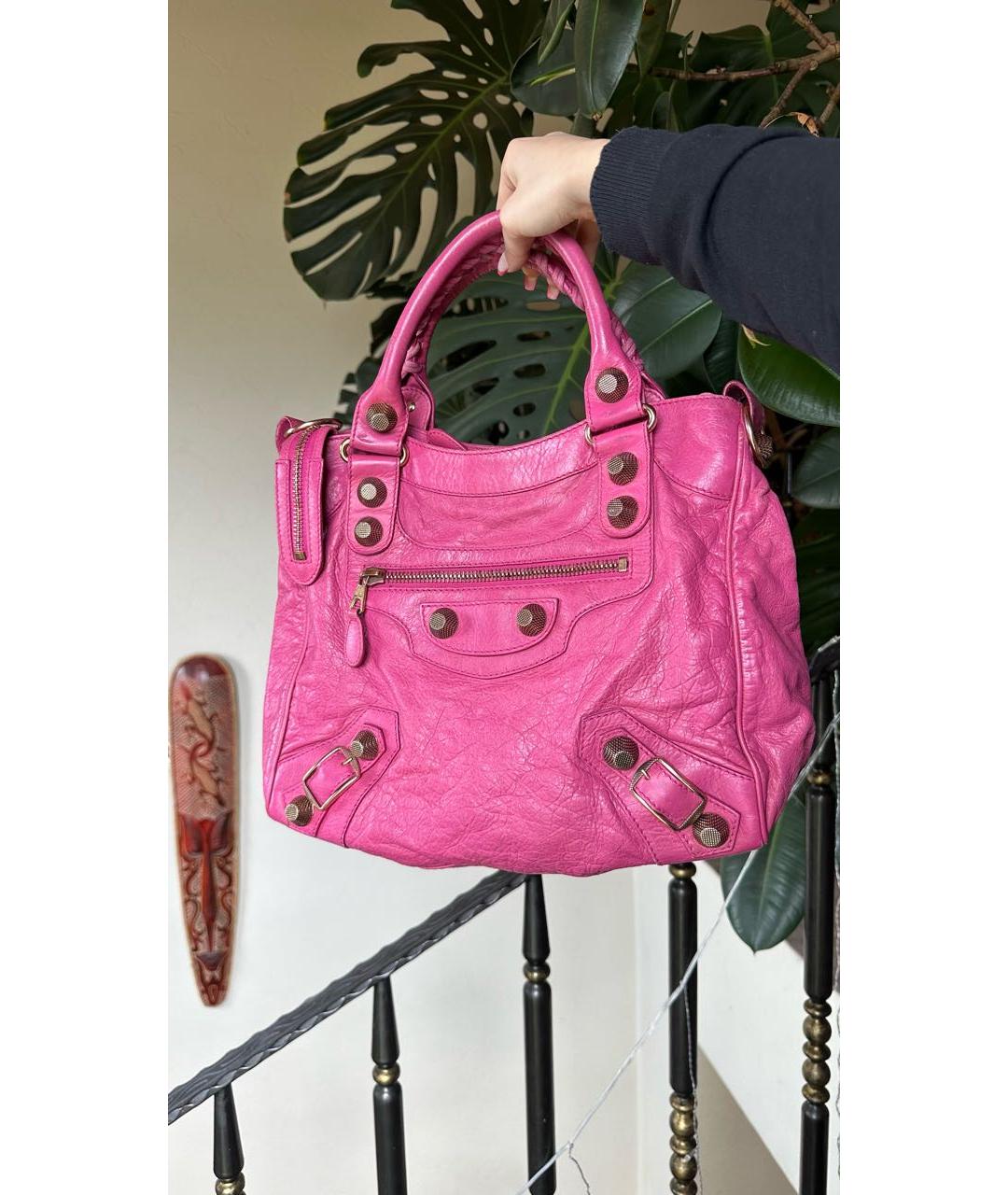 BALENCIAGA Розовая кожаная сумка тоут, фото 9