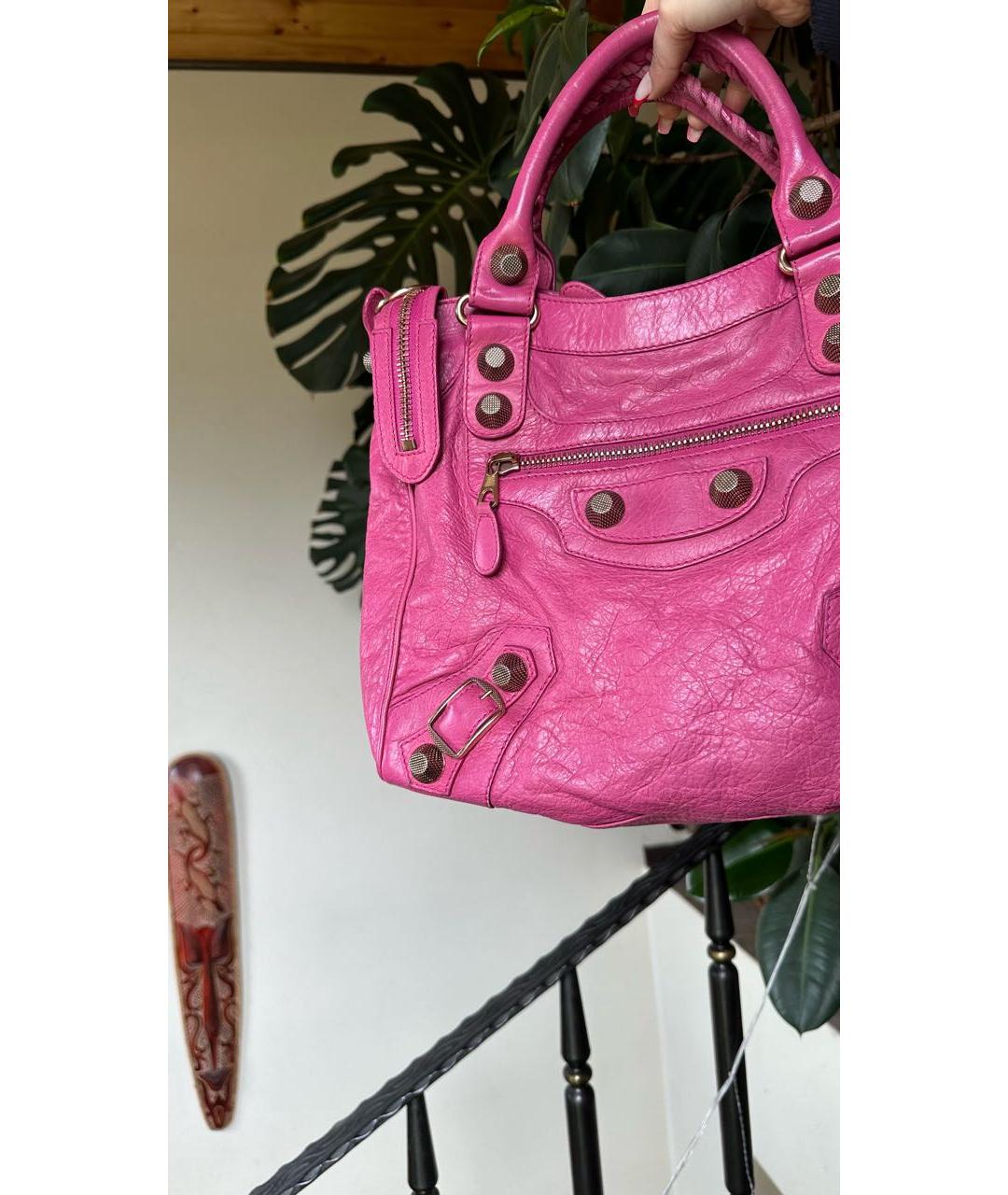 BALENCIAGA Розовая кожаная сумка тоут, фото 2