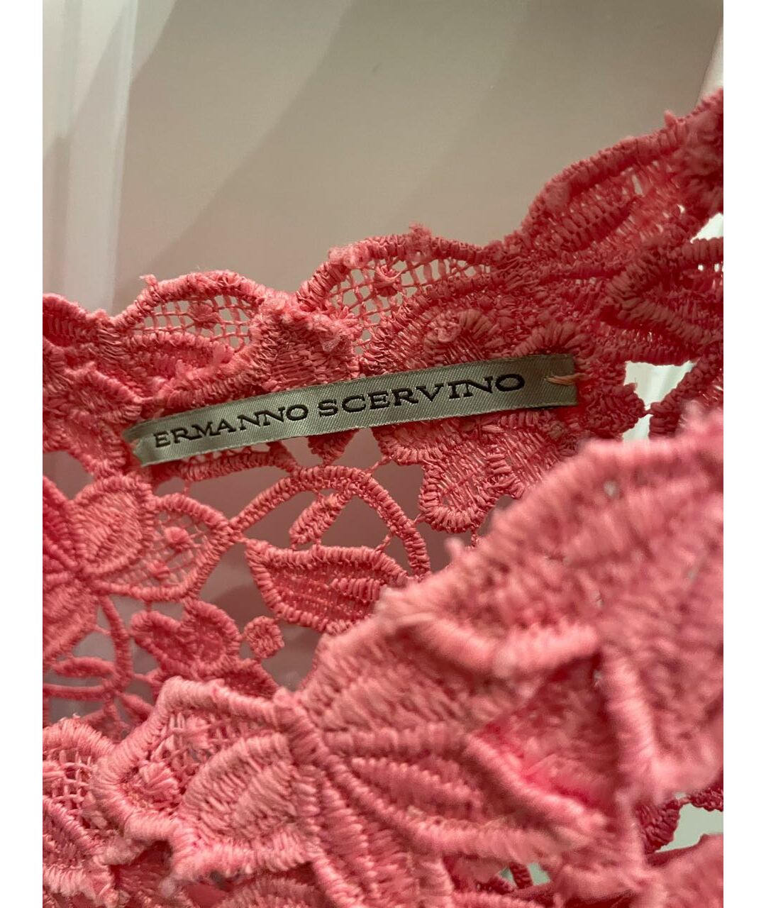 ERMANNO SCERVINO Розовое кружевное коктейльное платье, фото 4