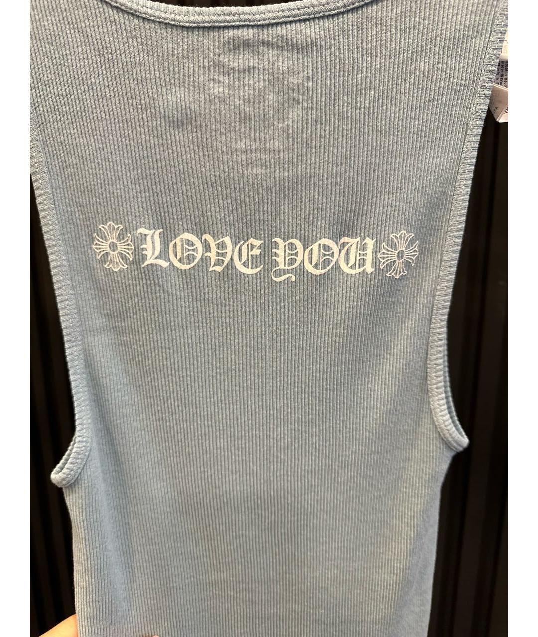 CHROME HEARTS Голубая хлопковая майка, фото 4