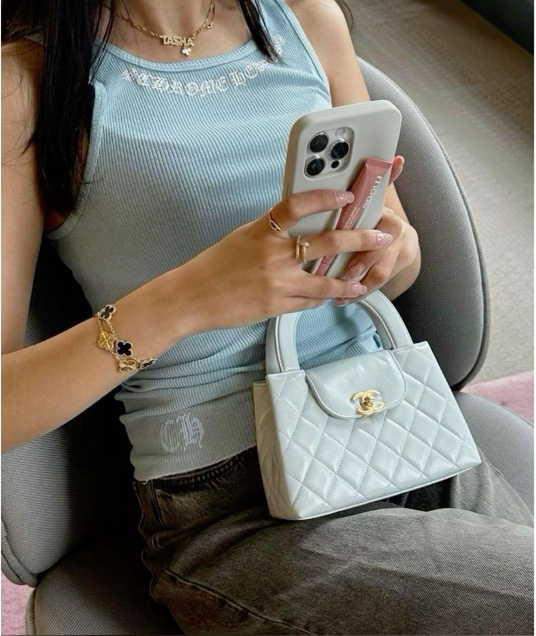 CHROME HEARTS Голубая хлопковая майка, фото 5