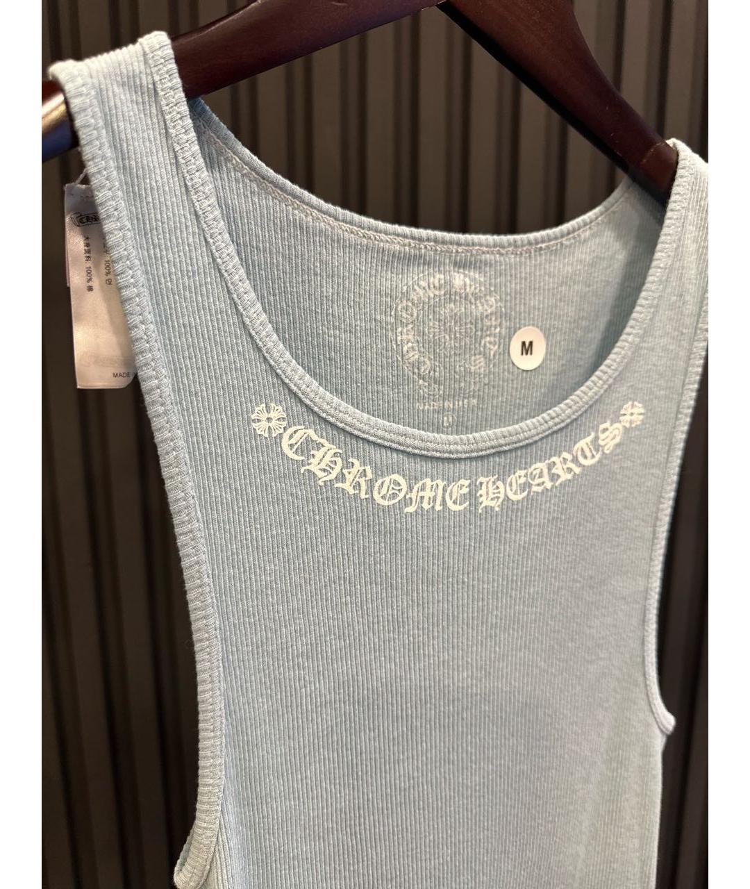 CHROME HEARTS Голубая хлопковая майка, фото 3