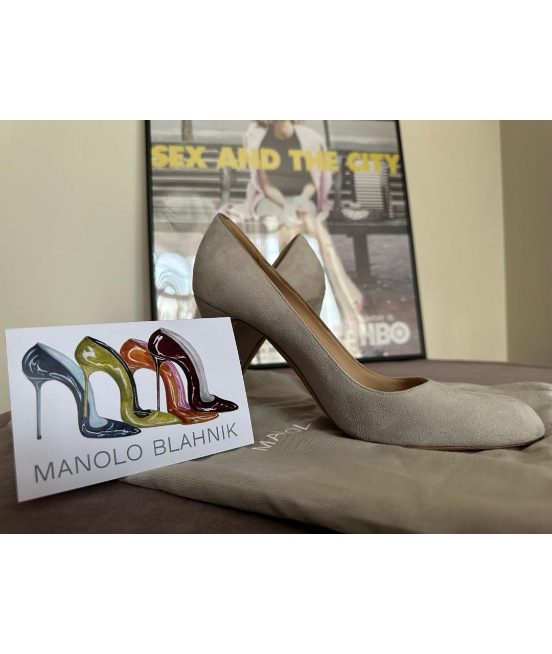 MANOLO BLAHNIK Серые замшевые туфли, фото 7