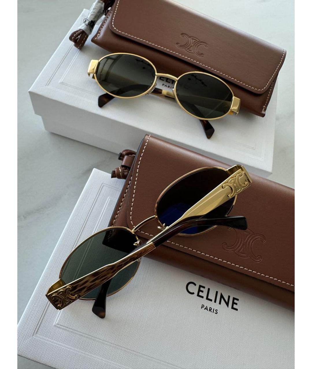 CELINE Золотые металлические солнцезащитные очки Triomphe для