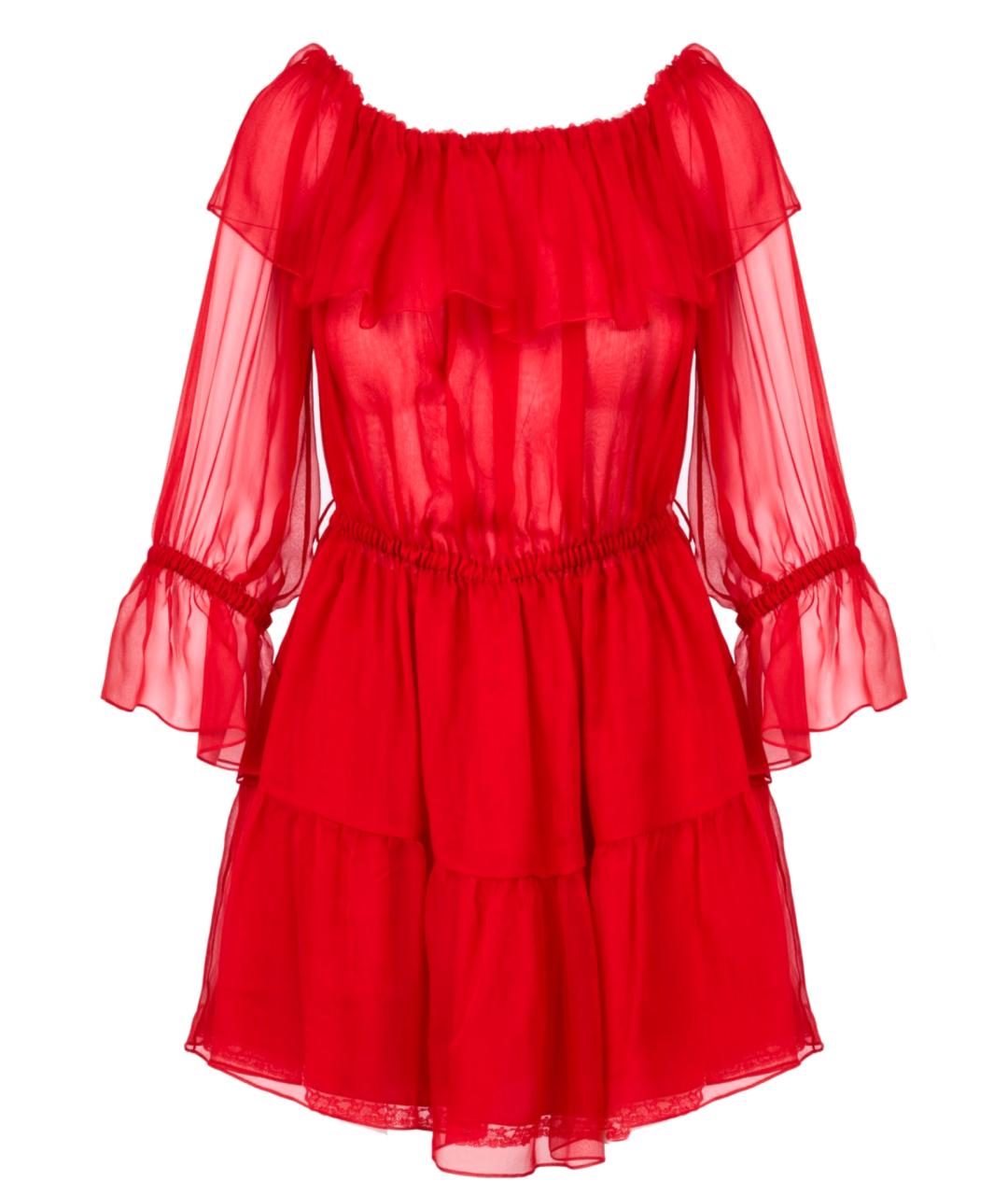 GUCCI Красное шелковое повседневное платье, фото 1