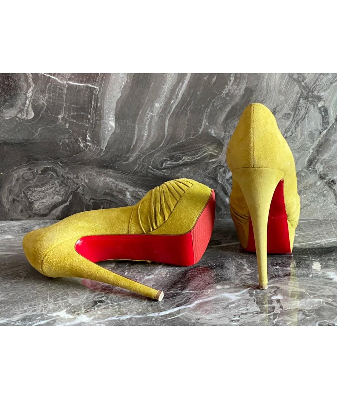 CHRISTIAN LOUBOUTIN Желтые замшевые туфли, фото 4