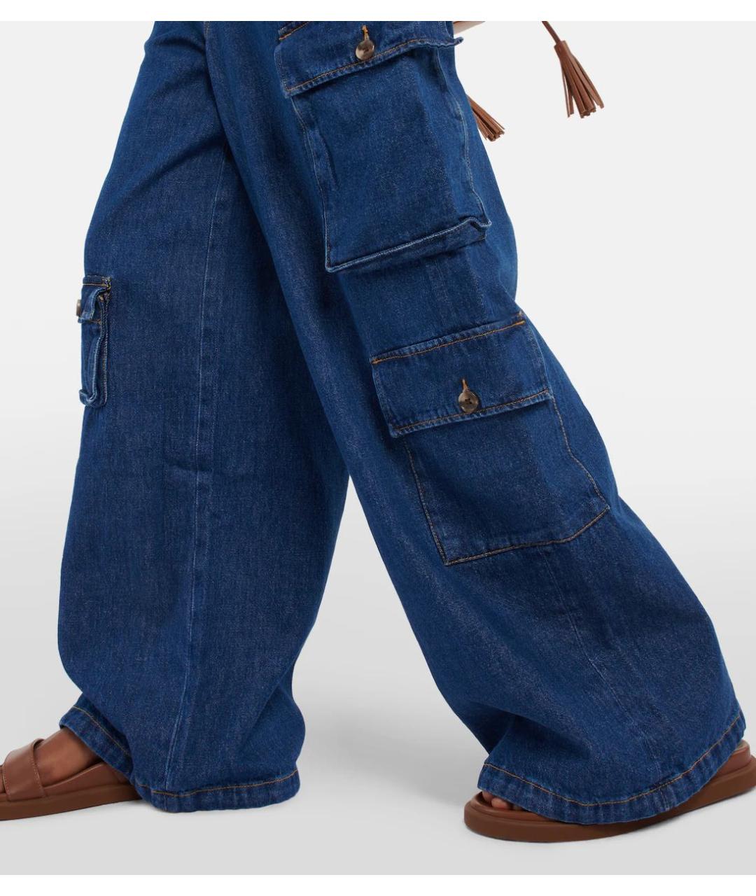 THE FRANKIE SHOP Синие хлопковые прямые джинсы, фото 4