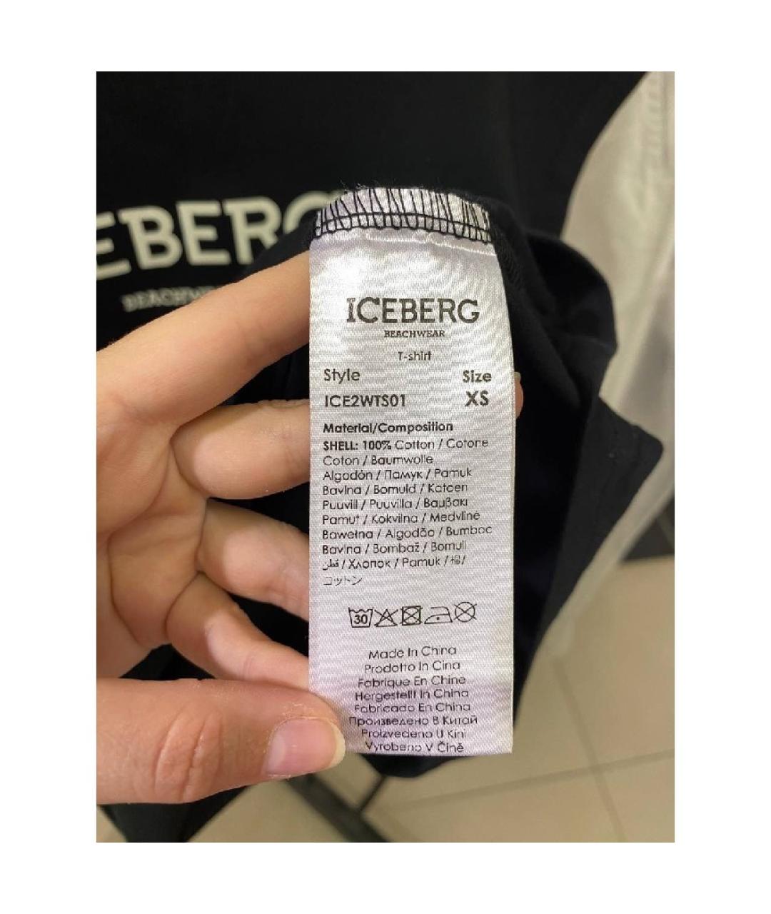 ICEBERG Черная хлопковая футболка, фото 4