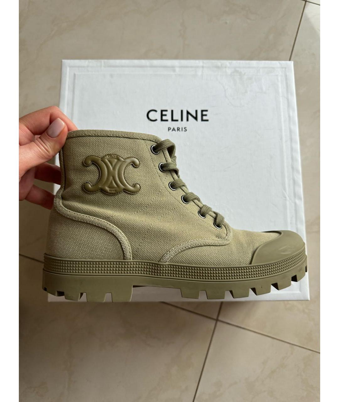 CELINE PRE-OWNED Хаки кеды, фото 4