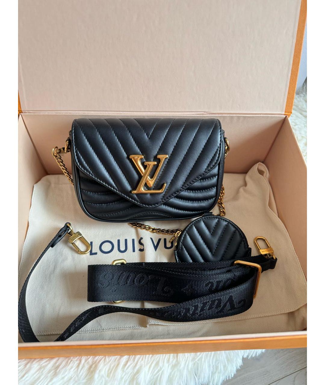 LOUIS VUITTON Черная кожаная сумка через плечо, фото 9