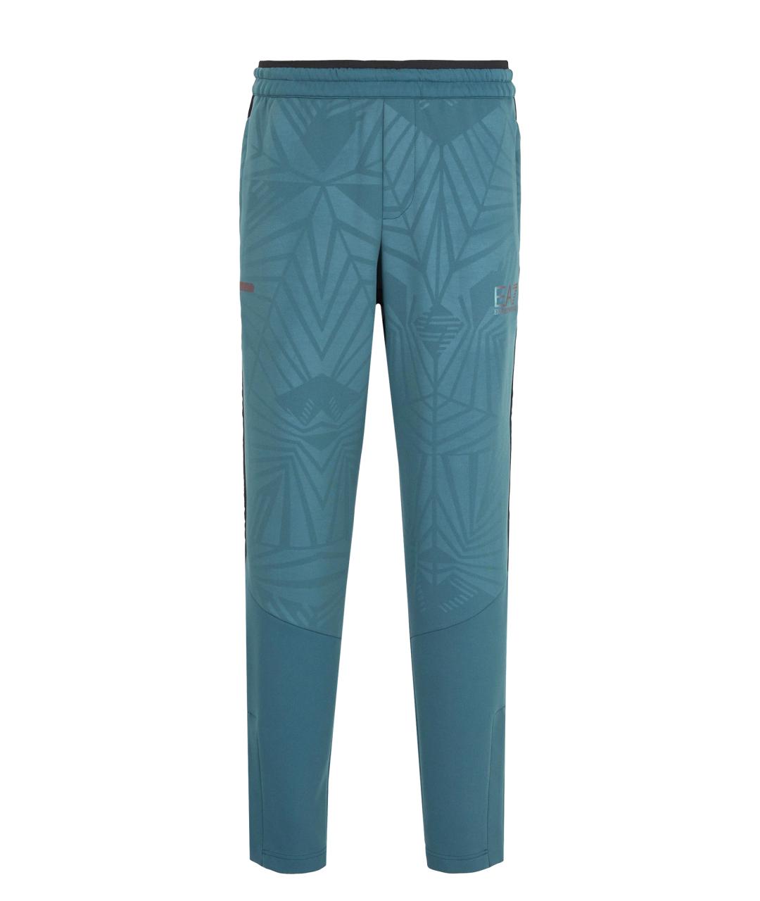 EA7 Синие полиэстеровые повседневные брюки, фото 1