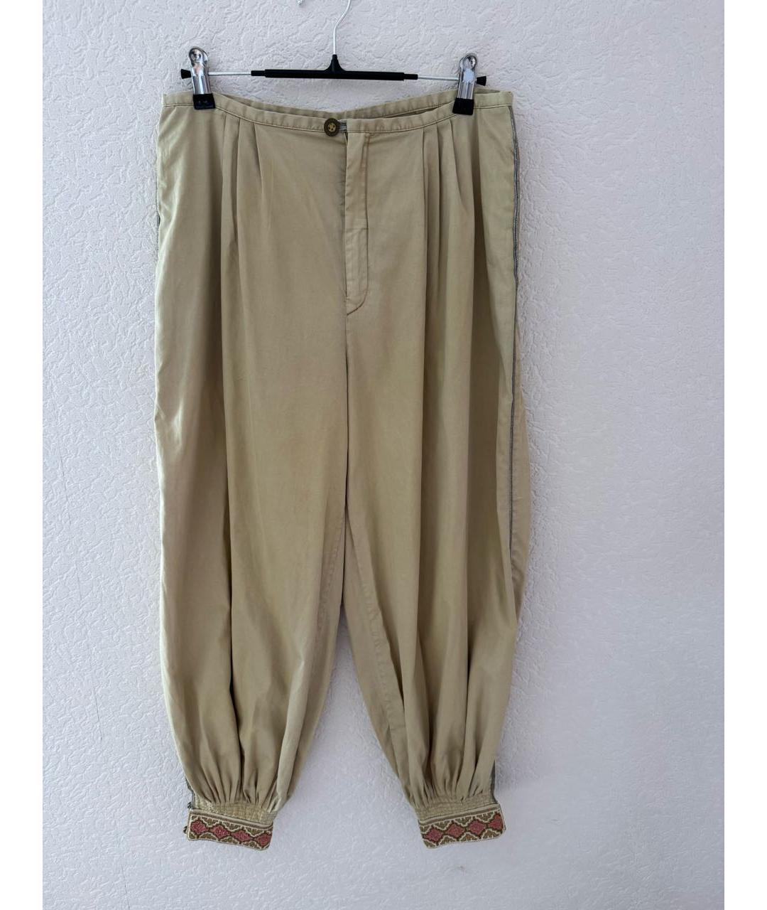 RALPH LAUREN Бежевые хлопковые брюки широкие, фото 7