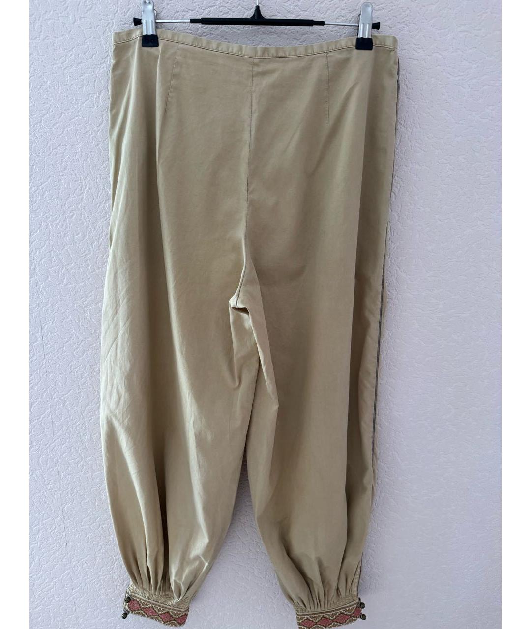 RALPH LAUREN Бежевые хлопковые брюки широкие, фото 2