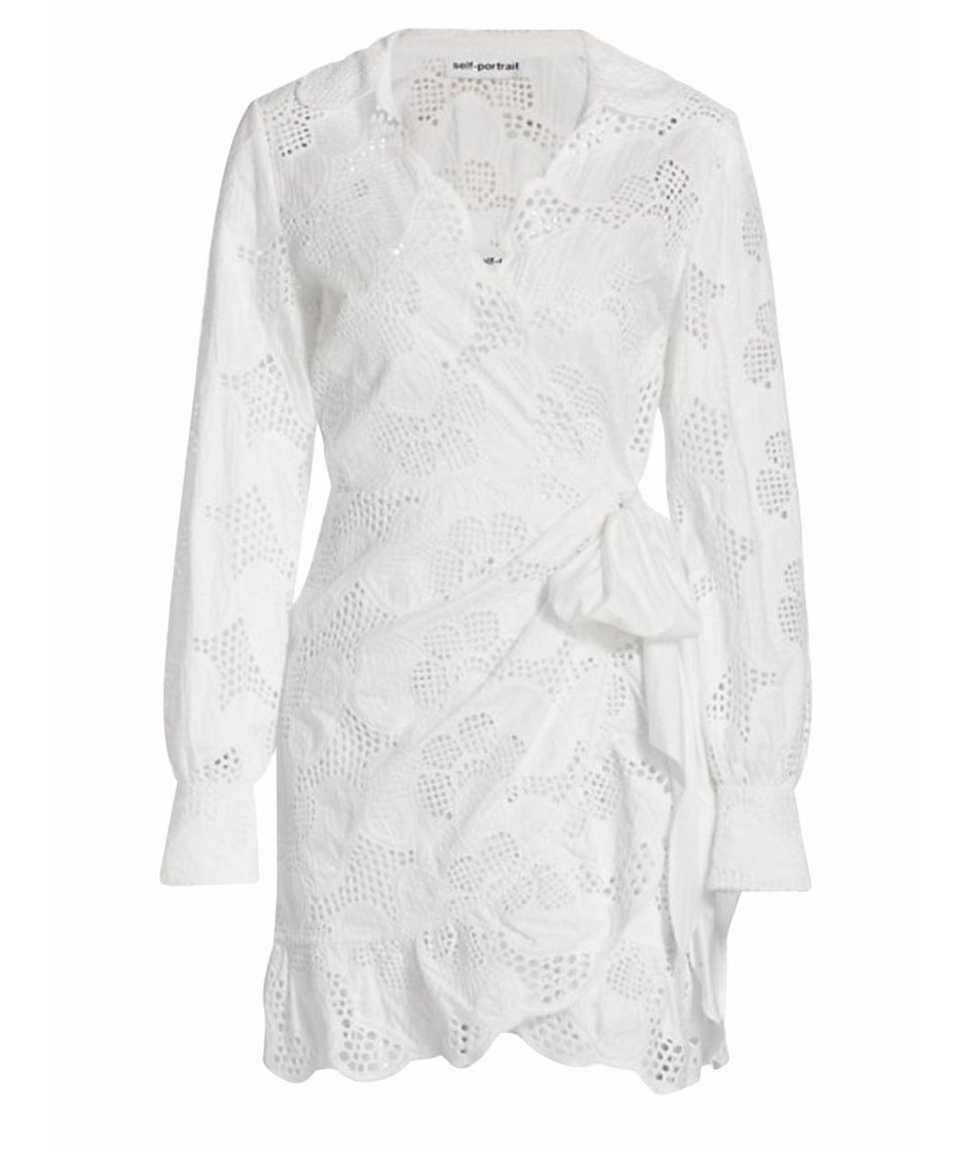 SELF-PORTRAIT Белое хлопковое коктейльное платье, фото 1