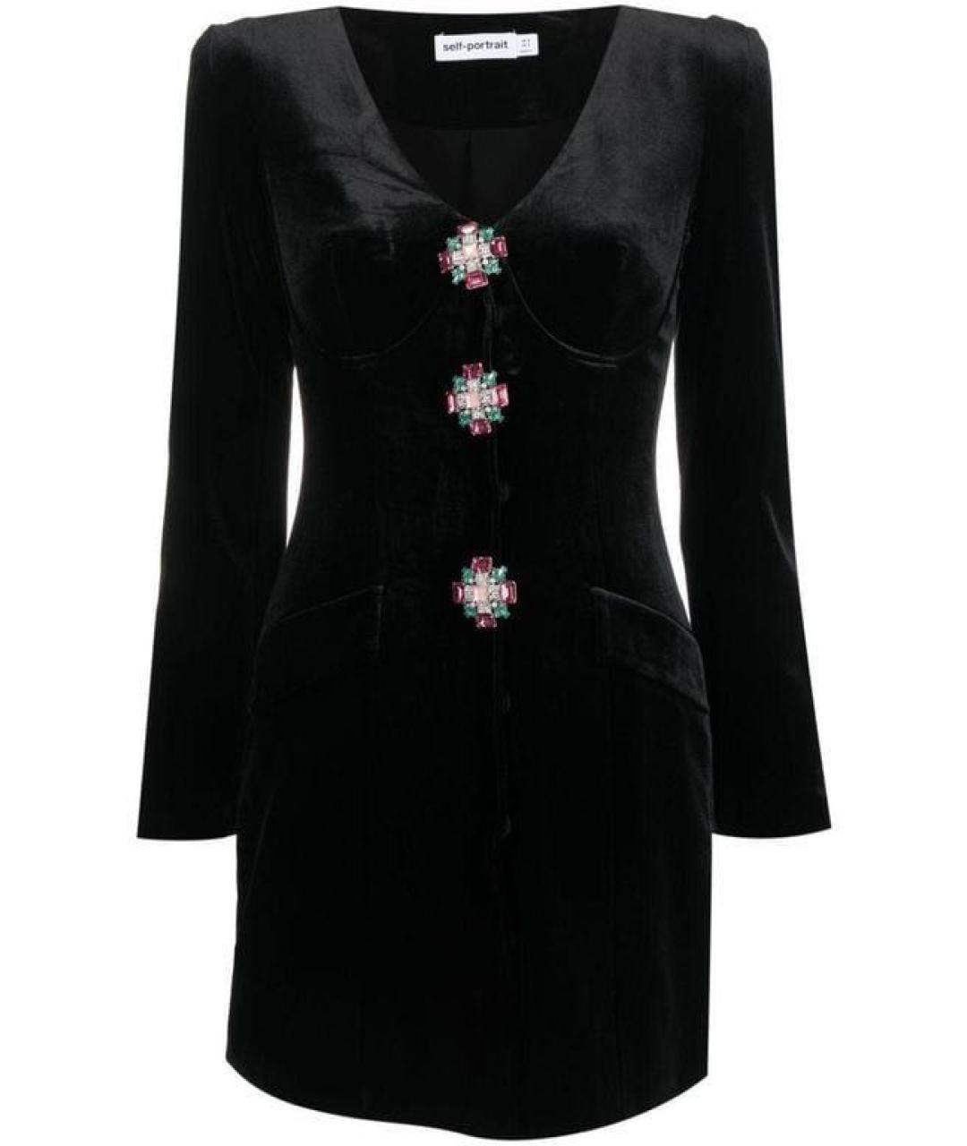 SELF-PORTRAIT Черное бархатное вечернее платье, фото 1