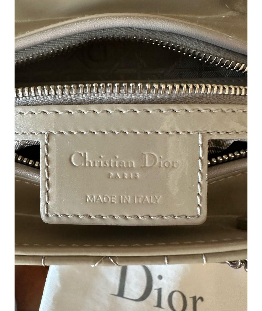 CHRISTIAN DIOR Серая сумка с короткими ручками из лакированной кожи, фото 8