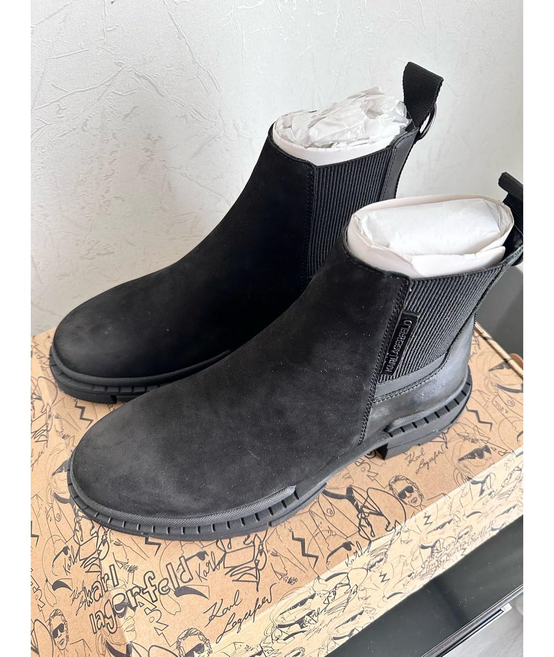 KARL LAGERFELD Черные замшевые высокие ботинки, фото 2