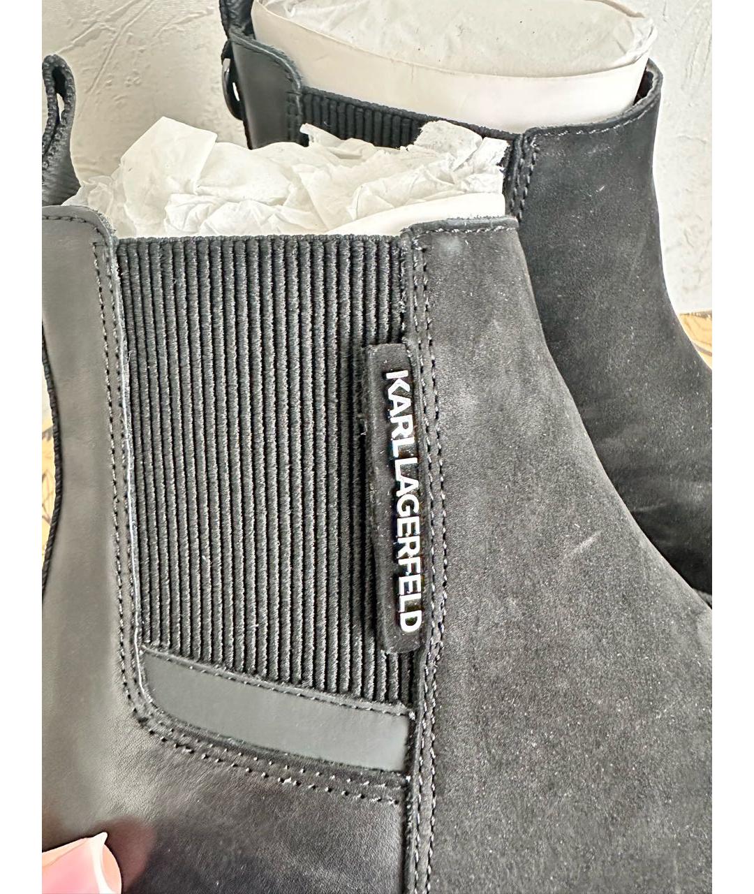 KARL LAGERFELD Черные замшевые высокие ботинки, фото 4