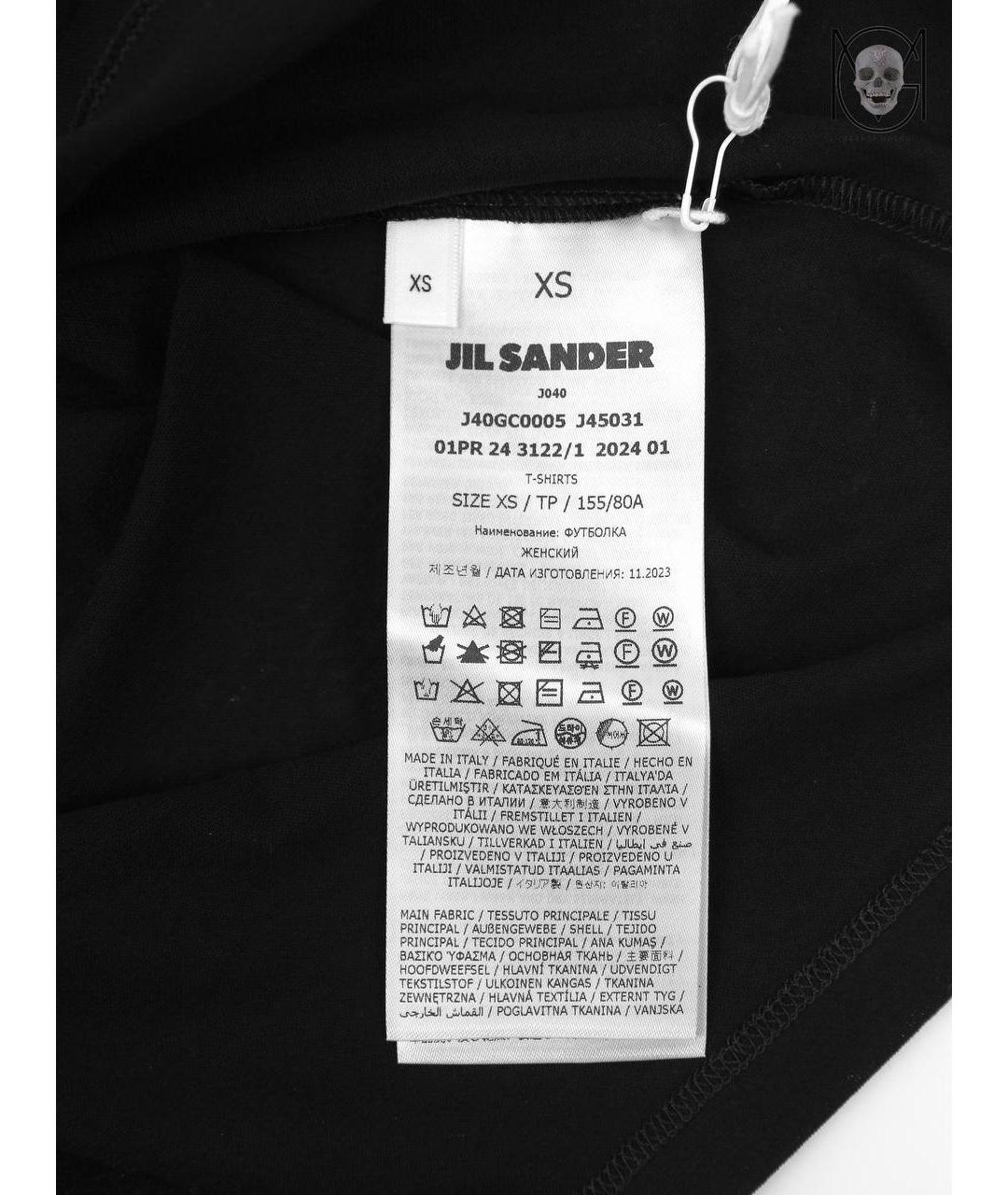 JIL SANDER Черная хлопковая футболка, фото 3
