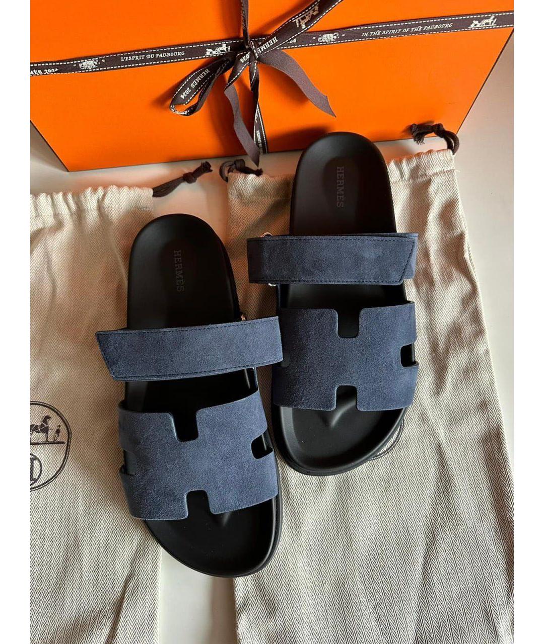 HERMES PRE-OWNED Темно-синие замшевые сандалии, фото 2