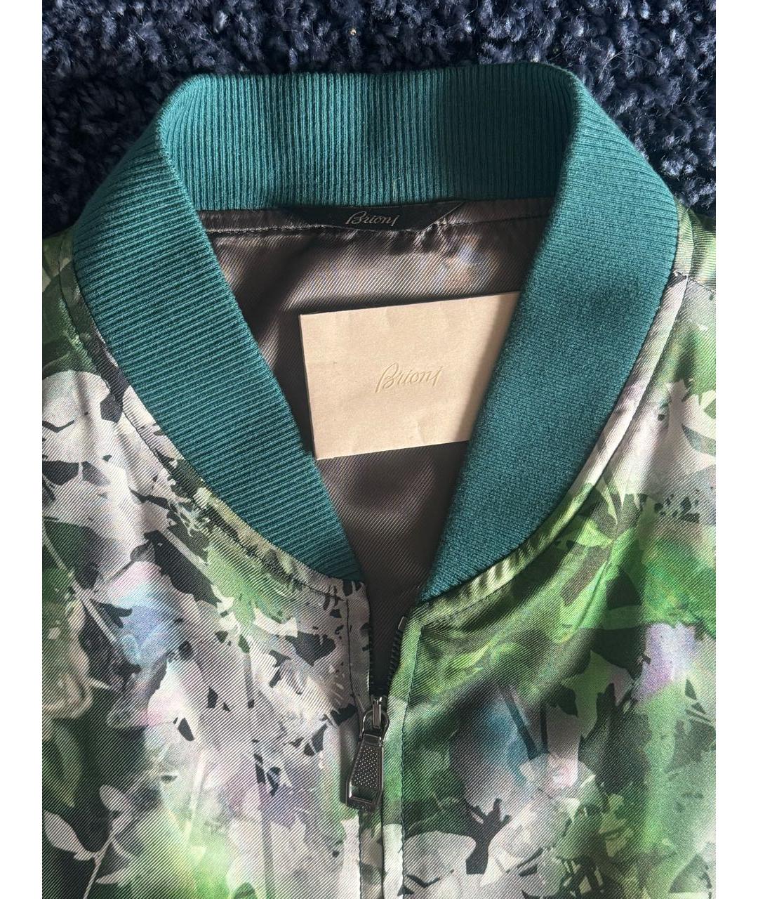 BRIONI Зеленая шелковая куртка, фото 3
