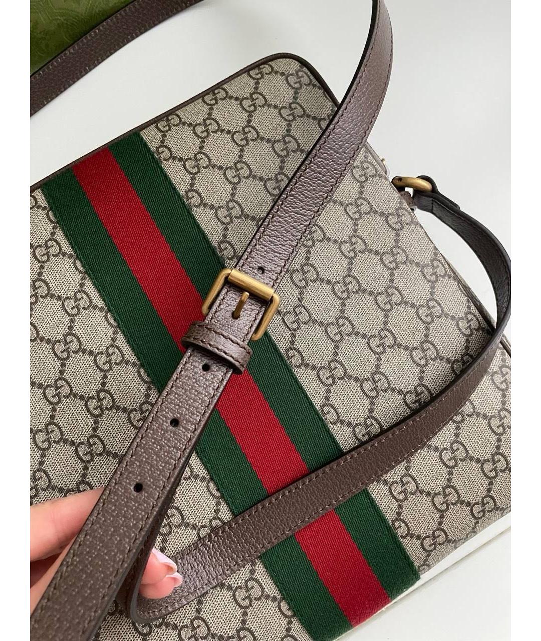 GUCCI Бежевая кожаная сумка на плечо, фото 8