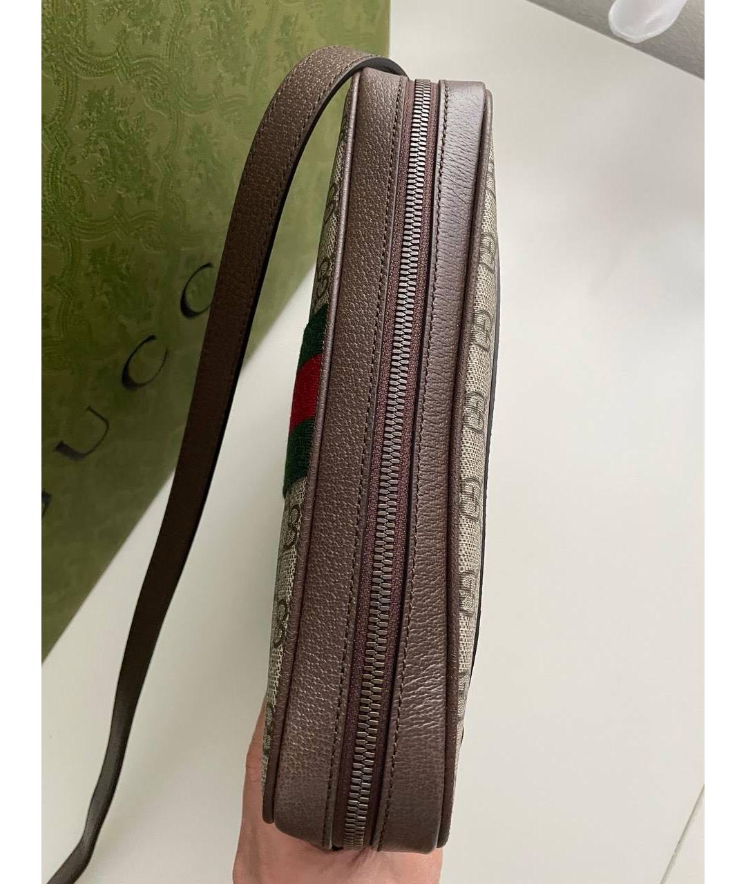 GUCCI Бежевая кожаная сумка на плечо, фото 6