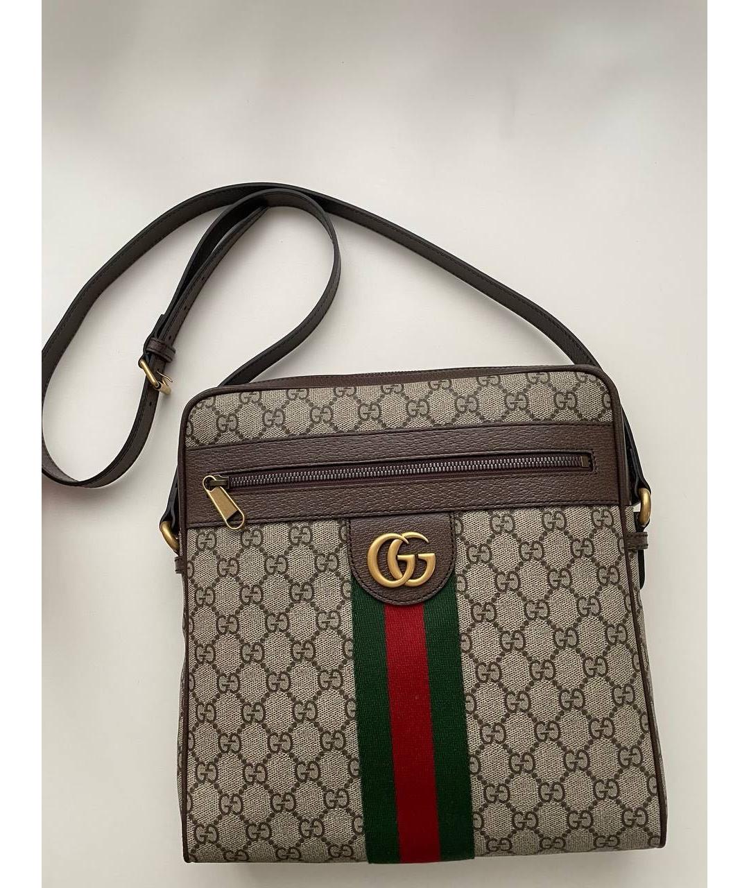 GUCCI Бежевая кожаная сумка на плечо, фото 9