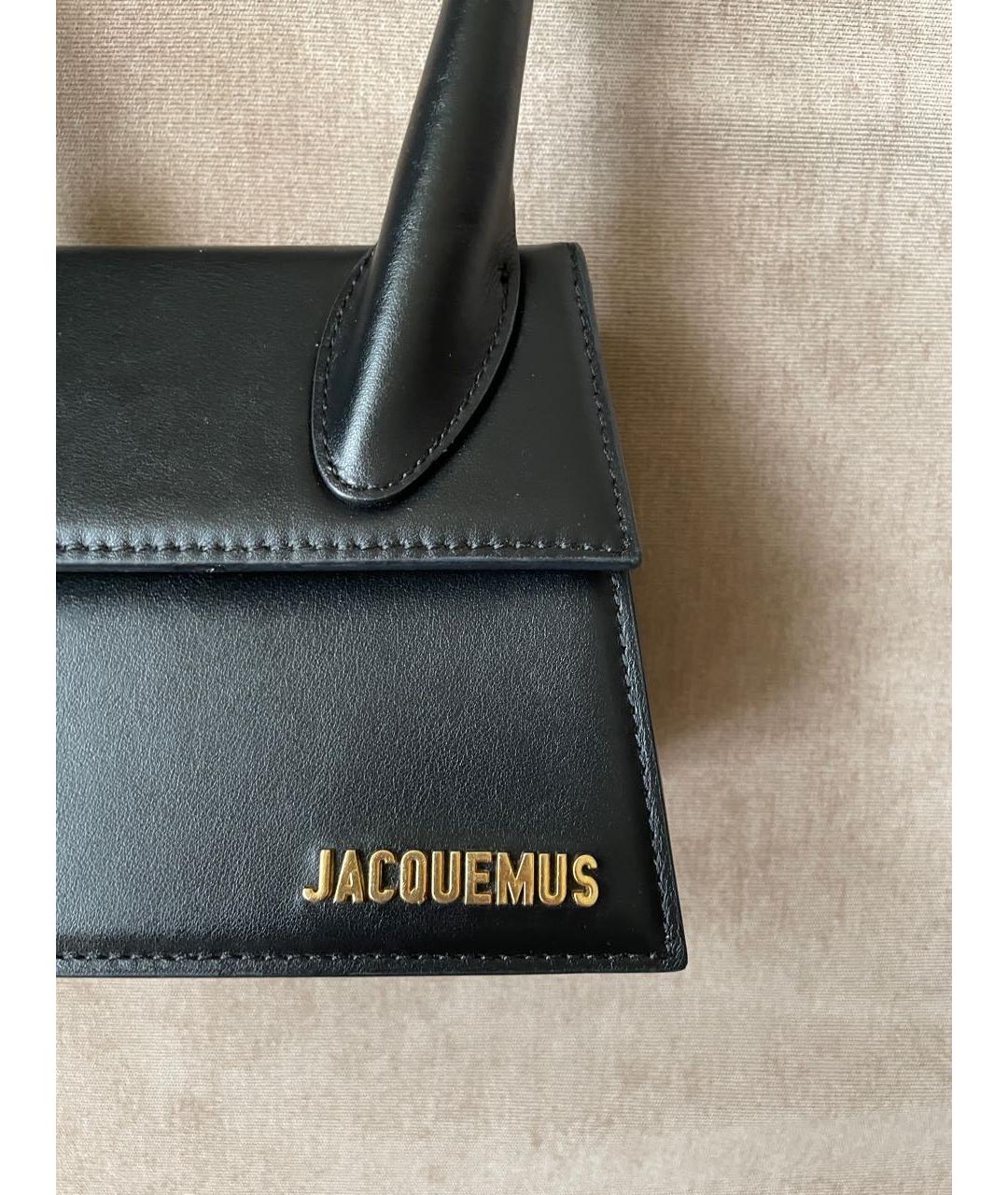 JACQUEMUS Черная кожаная сумка через плечо, фото 4