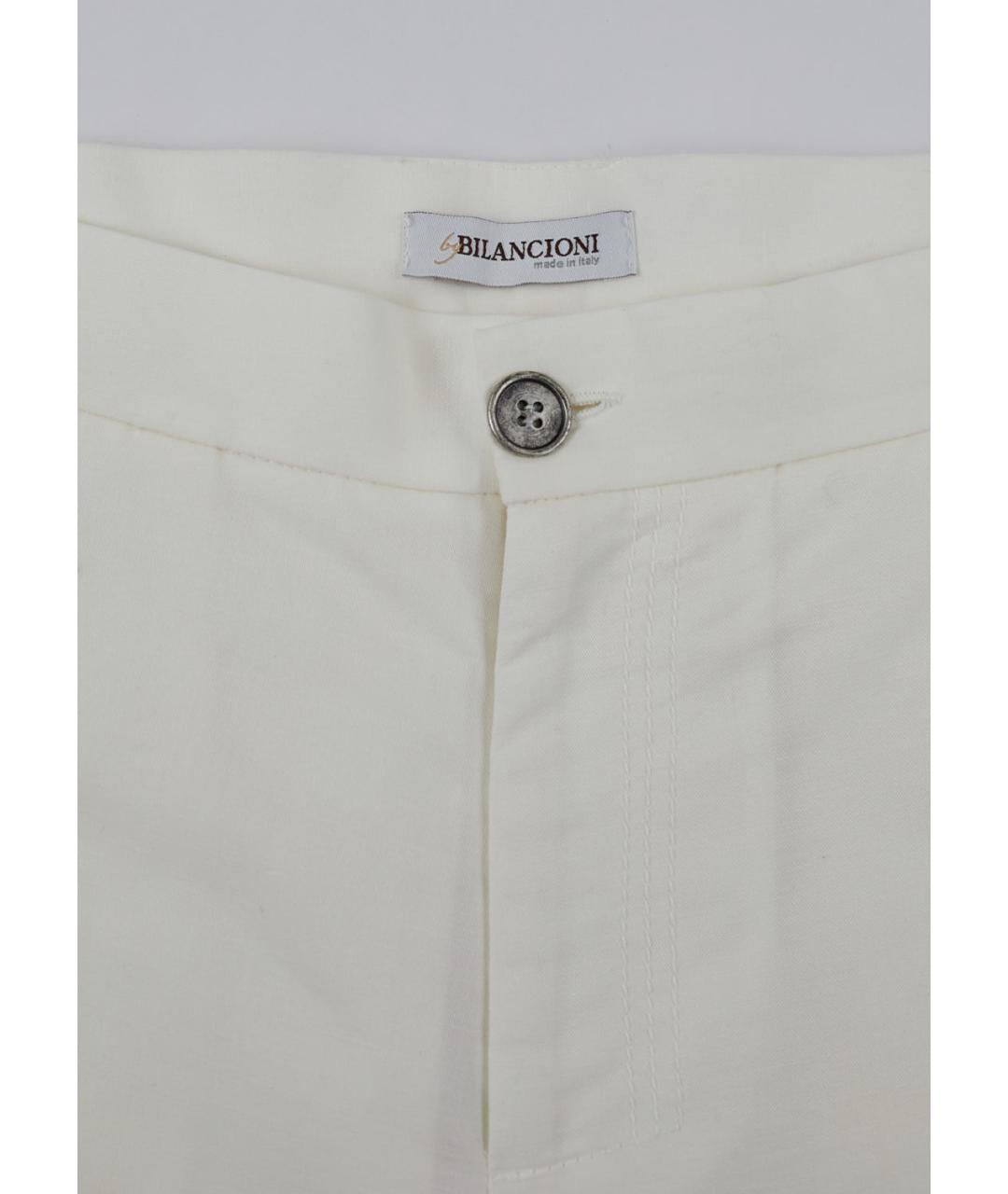 BILANCIONI Белые льняные классические брюки, фото 3