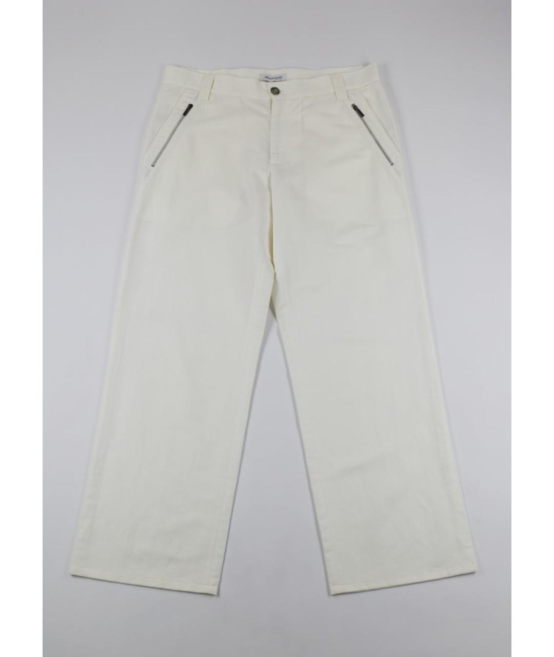 BILANCIONI Белые льняные классические брюки, фото 5