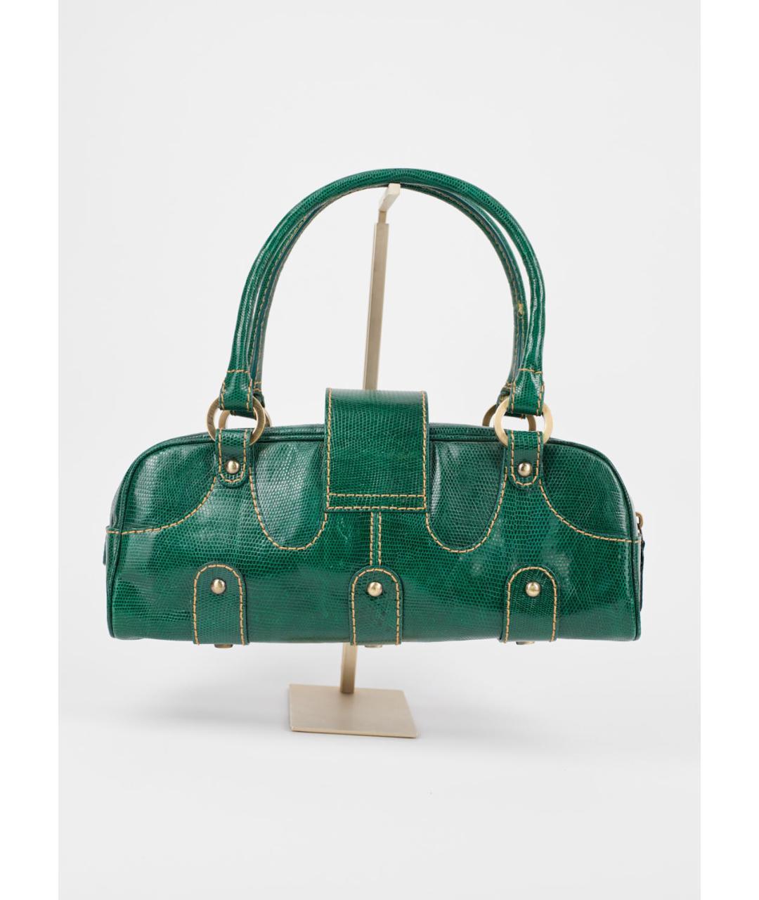 VALENTINO Зеленая кожаная сумка с короткими ручками, фото 3