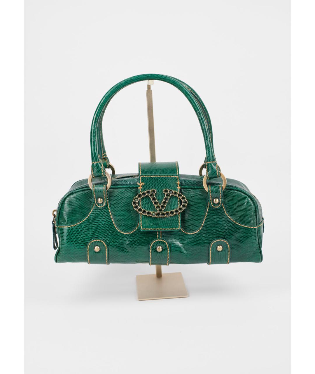 VALENTINO Зеленая кожаная сумка с короткими ручками, фото 6