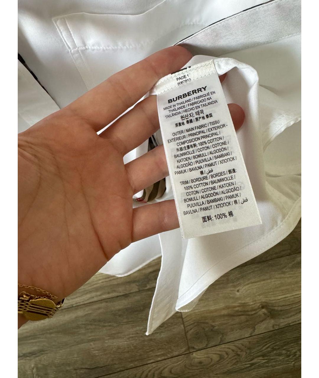 BURBERRY Белая хлопковая рубашка, фото 6
