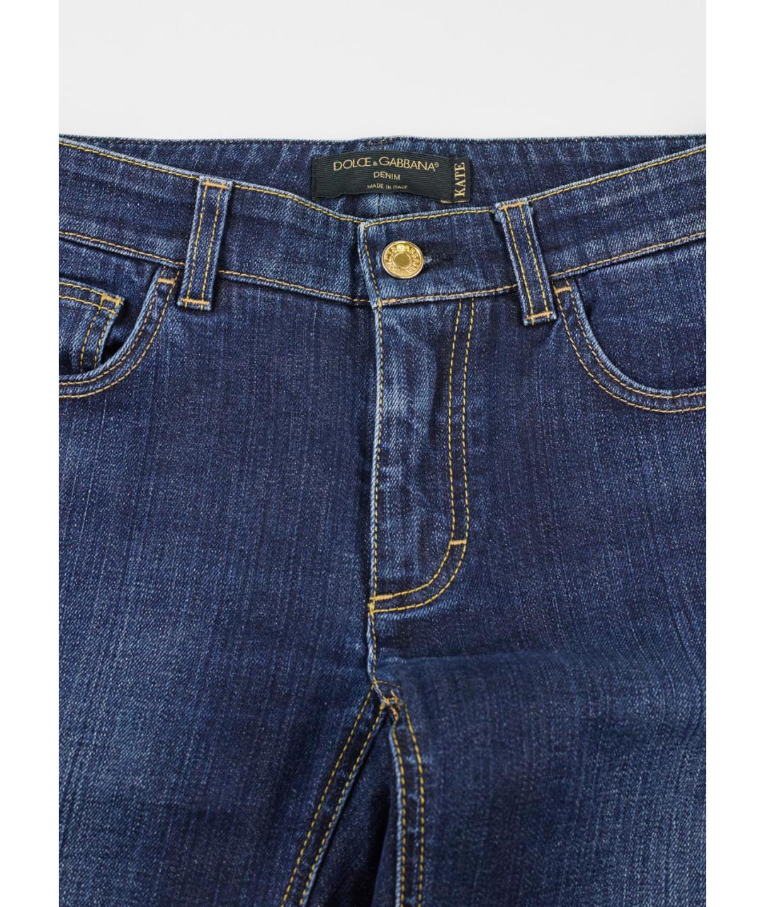 DOLCE&GABBANA Темно-синие хлопко-эластановые прямые джинсы, фото 3