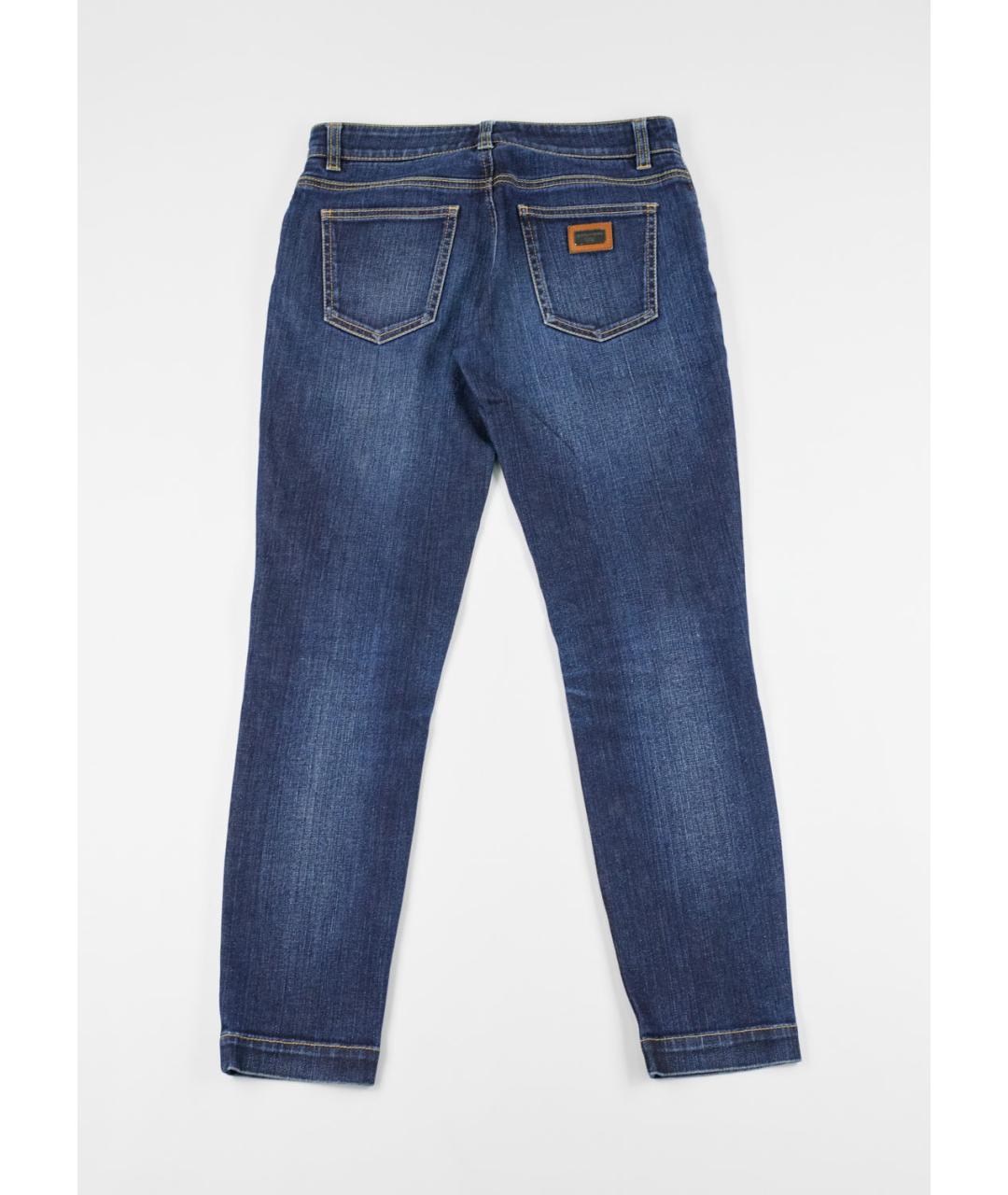 DOLCE&GABBANA Темно-синие хлопко-эластановые прямые джинсы, фото 2