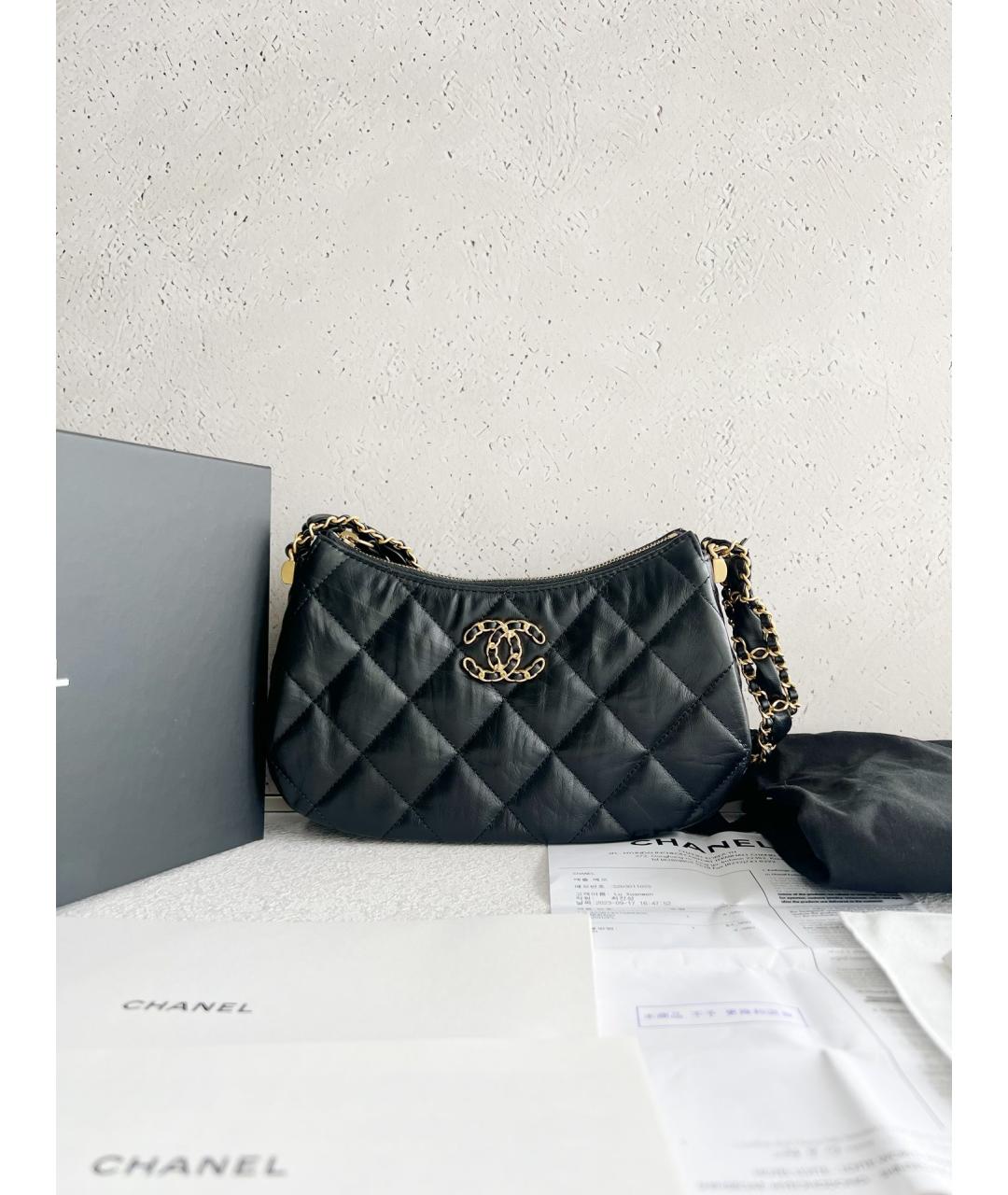 CHANEL Черная кожаная сумка через плечо, фото 7