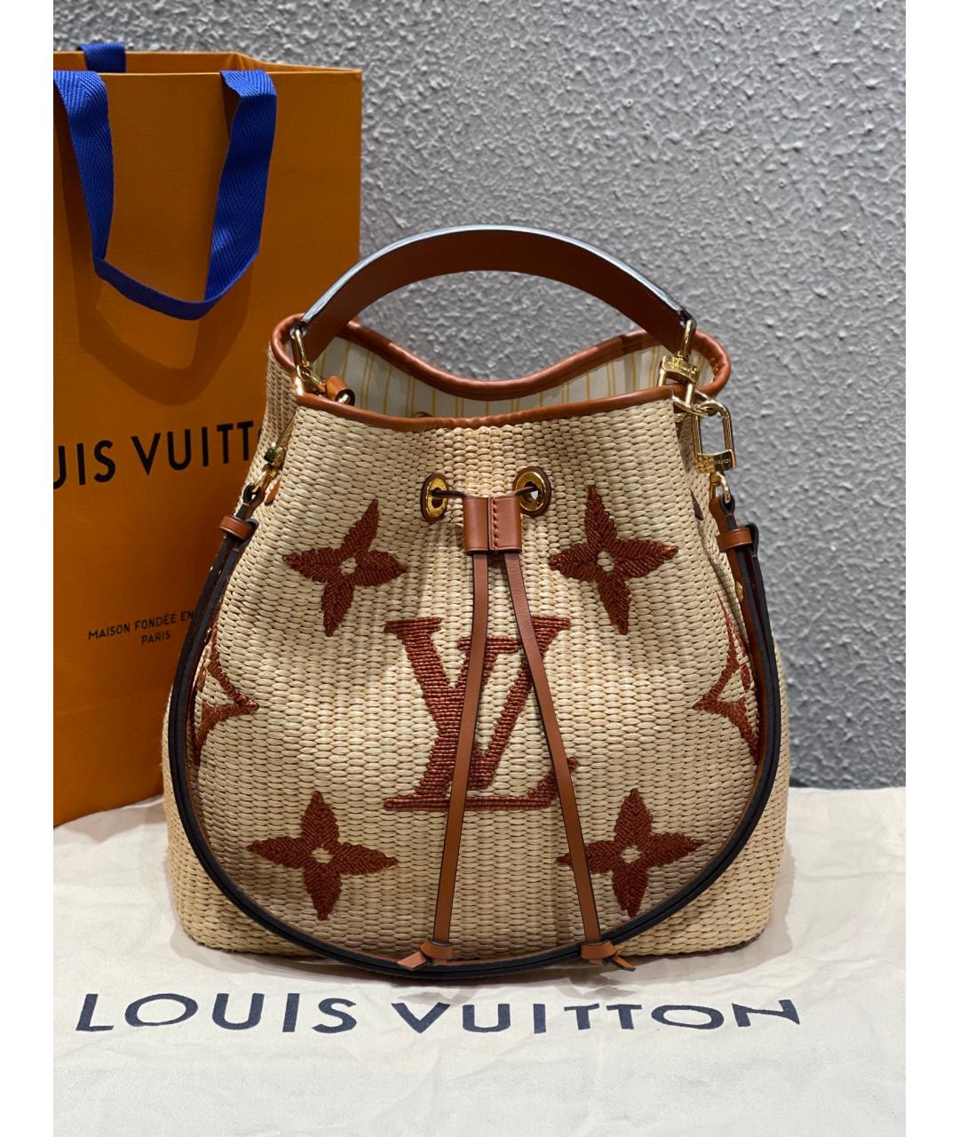 LOUIS VUITTON PRE-OWNED Коричневая жаккардовая сумка тоут, фото 10