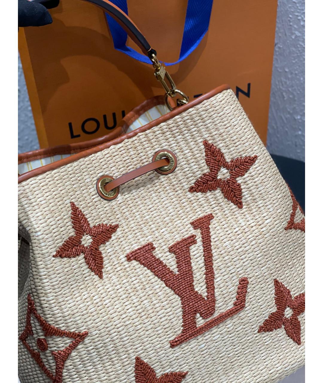 LOUIS VUITTON PRE-OWNED Коричневая жаккардовая сумка тоут, фото 8