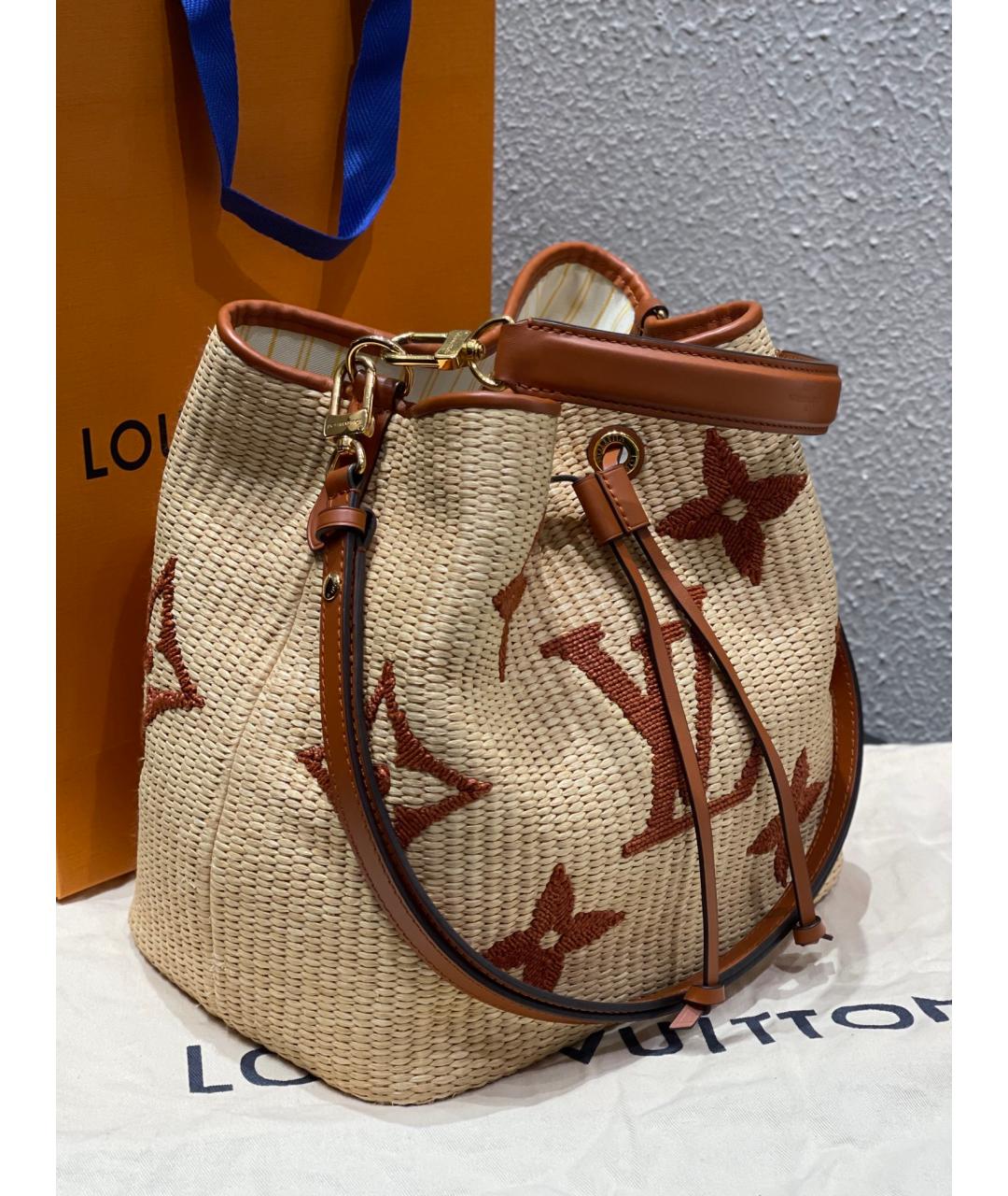 LOUIS VUITTON PRE-OWNED Коричневая жаккардовая сумка тоут, фото 3