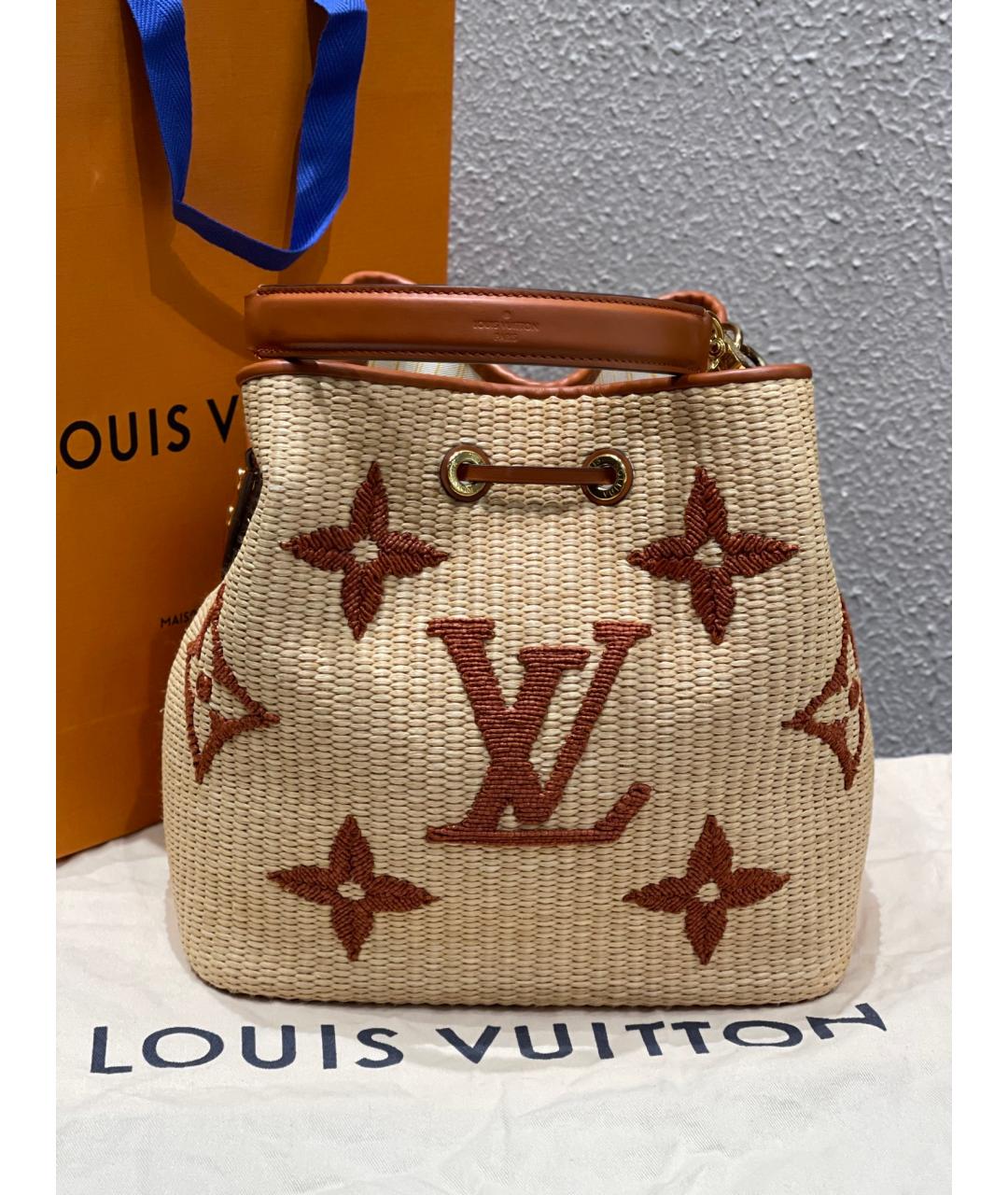 LOUIS VUITTON PRE-OWNED Коричневая жаккардовая сумка тоут, фото 5