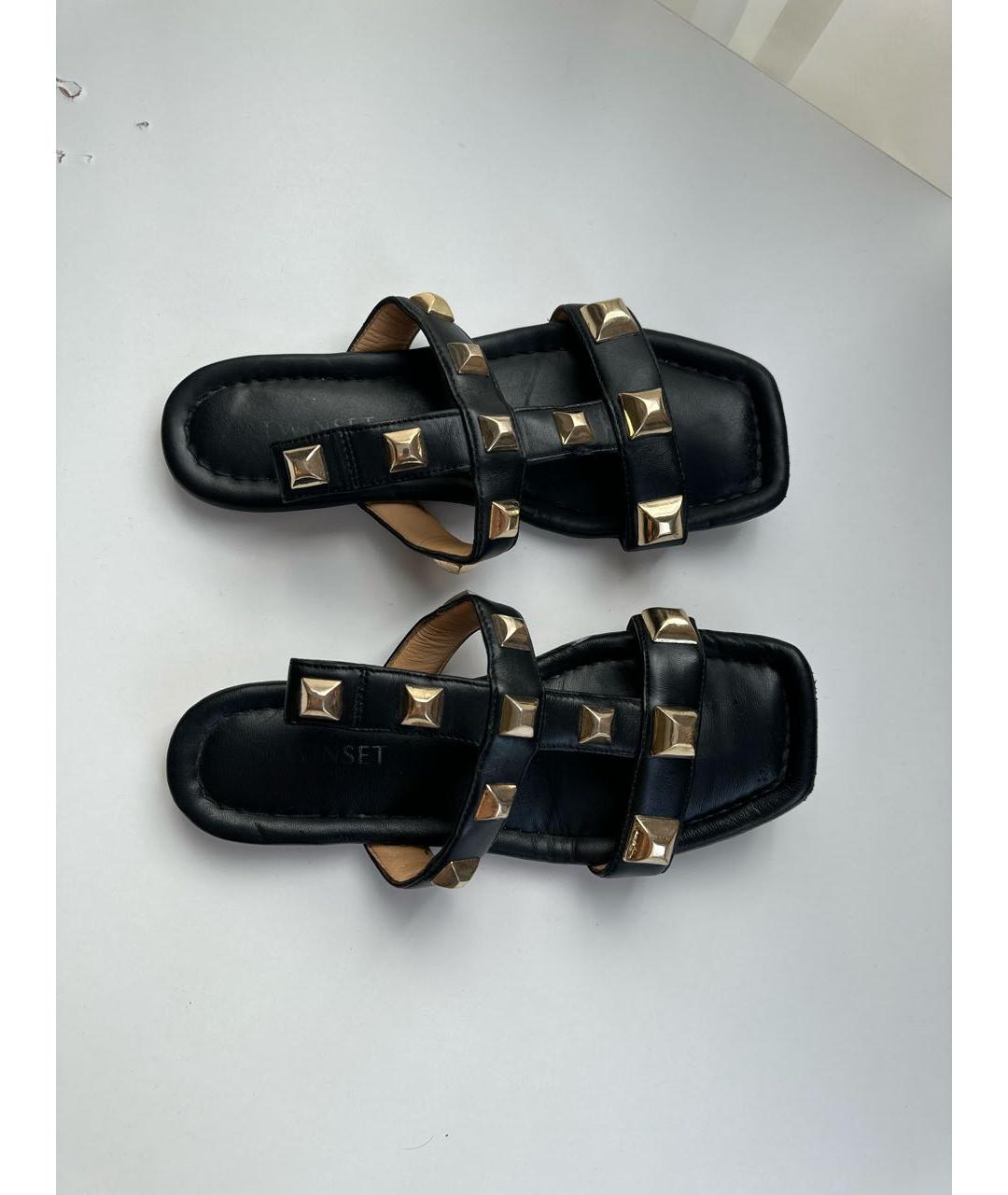 TWIN-SET Черные кожаные сандалии, фото 5
