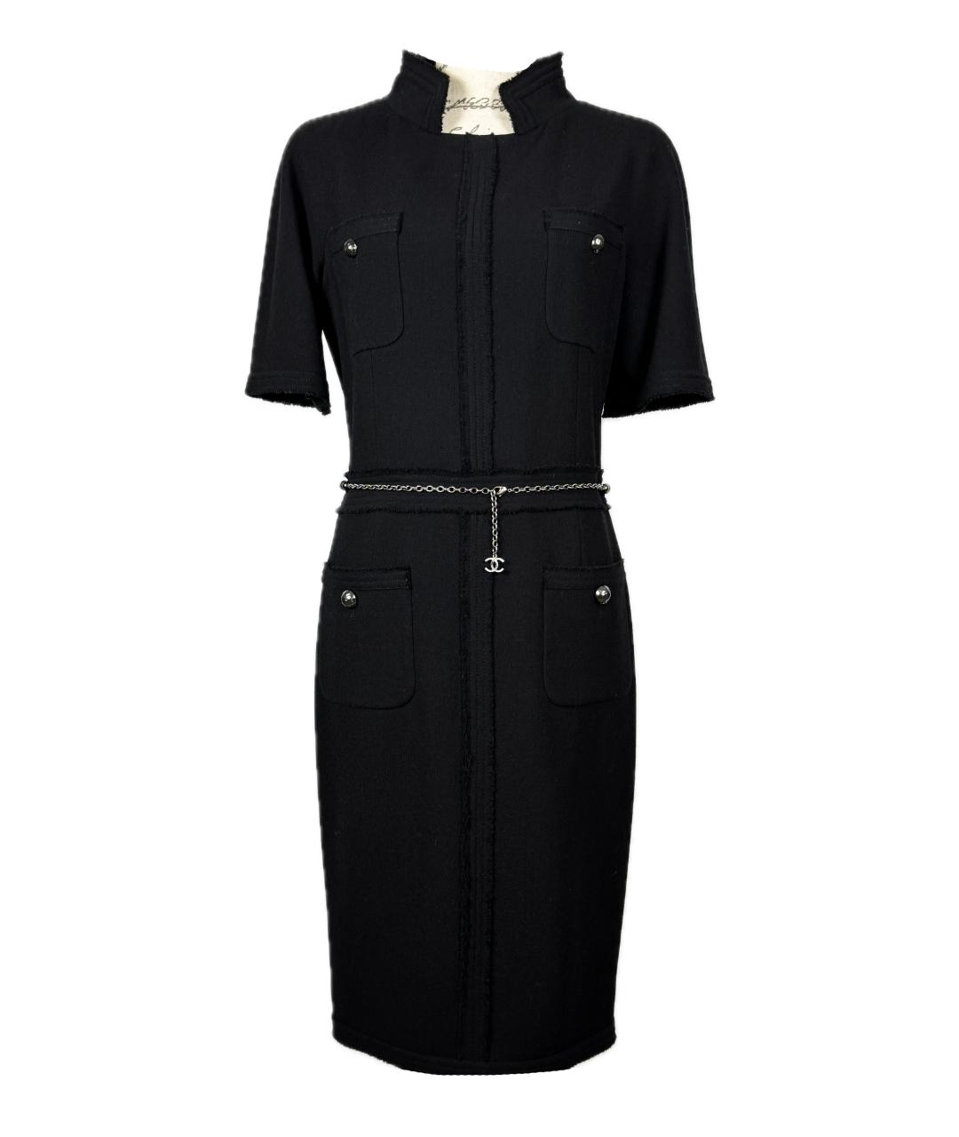 CHANEL PRE-OWNED Черное твидовое коктейльное платье, фото 9
