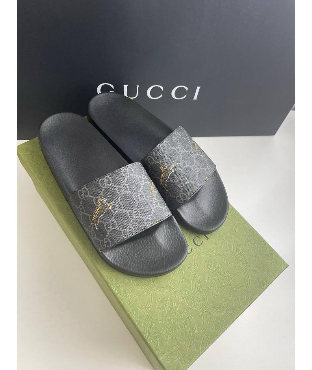 GUCCI Черные шлепанцы, фото 2