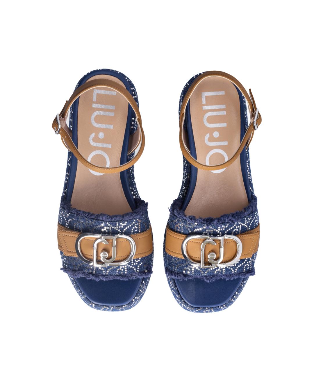 LIU JO Синие текстильные сандалии, фото 4