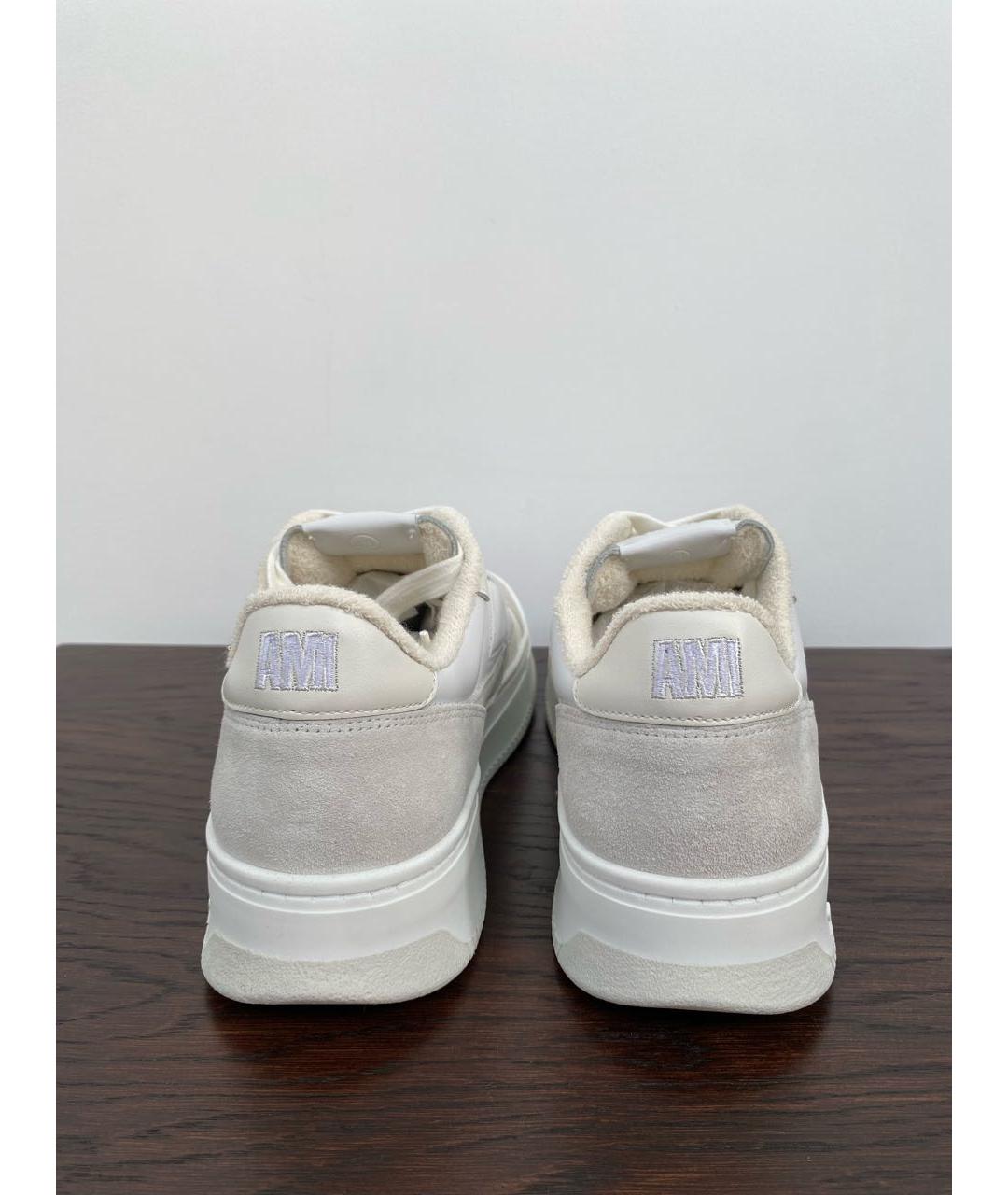 AMI Бежевые кожаные низкие кроссовки / кеды, фото 4