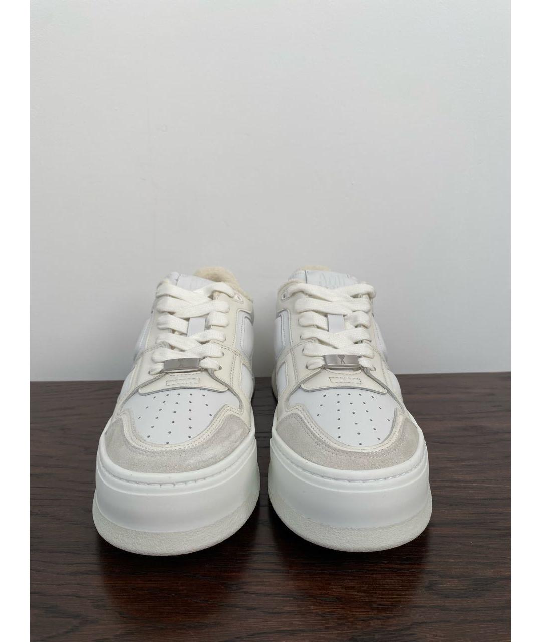 AMI Бежевые кожаные низкие кроссовки / кеды, фото 2