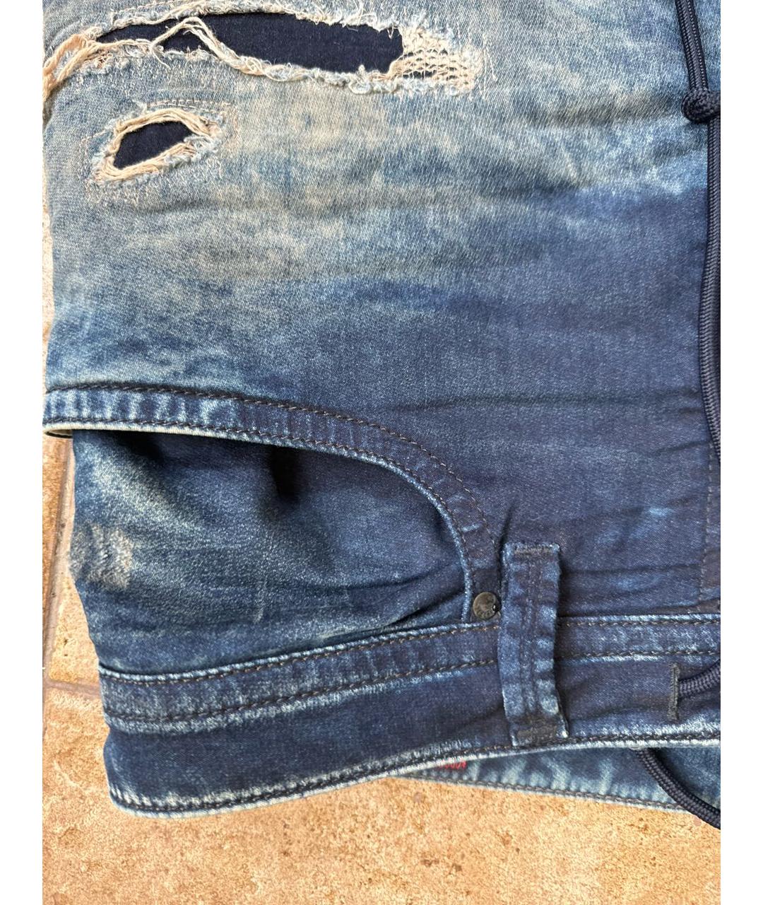 DIESEL Синие хлопко-полиэстеровые джинсы, фото 6
